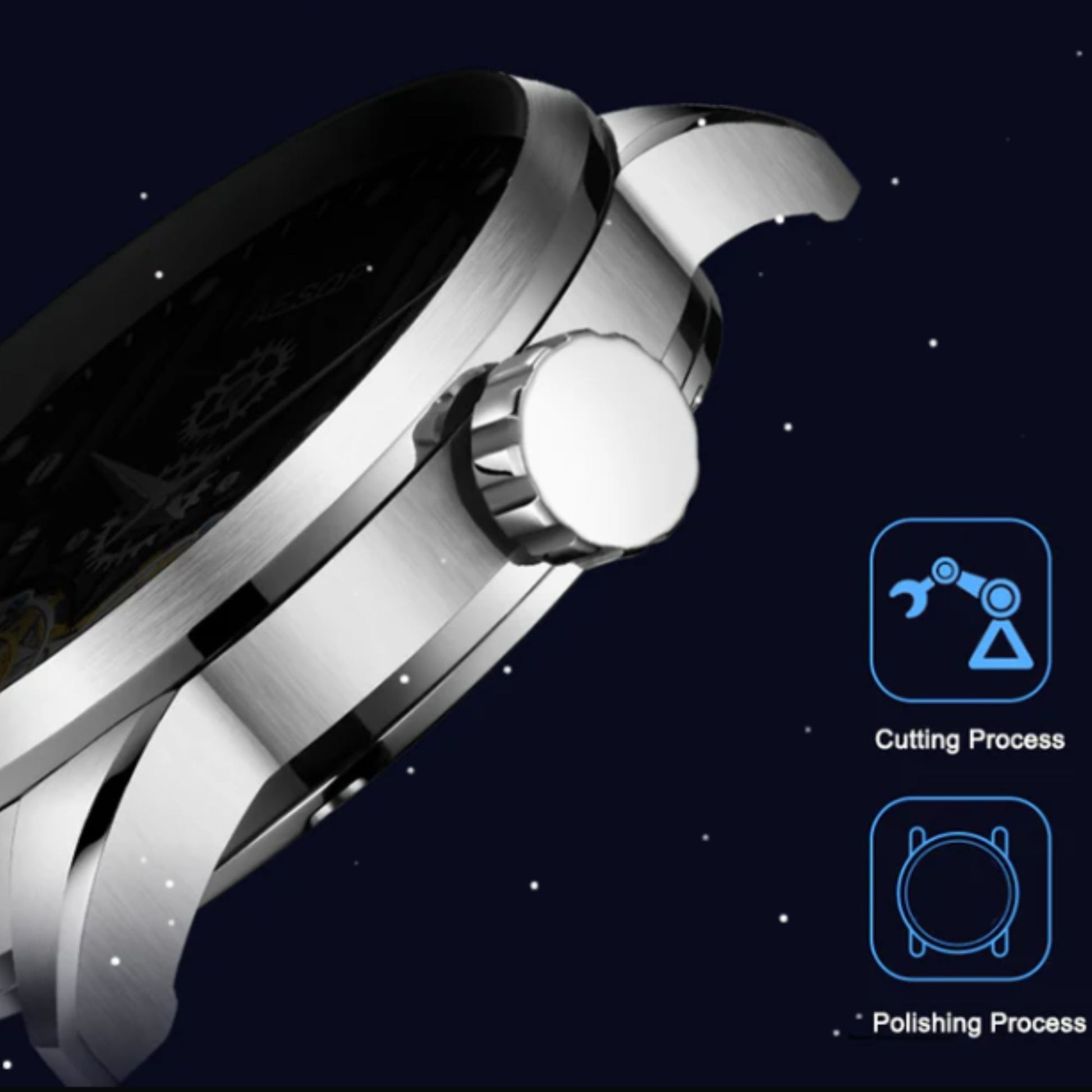 Aesop Double Tourbillon Men Watch Flying Tourbillon Sapphire Crystal  Wristwatch 7030