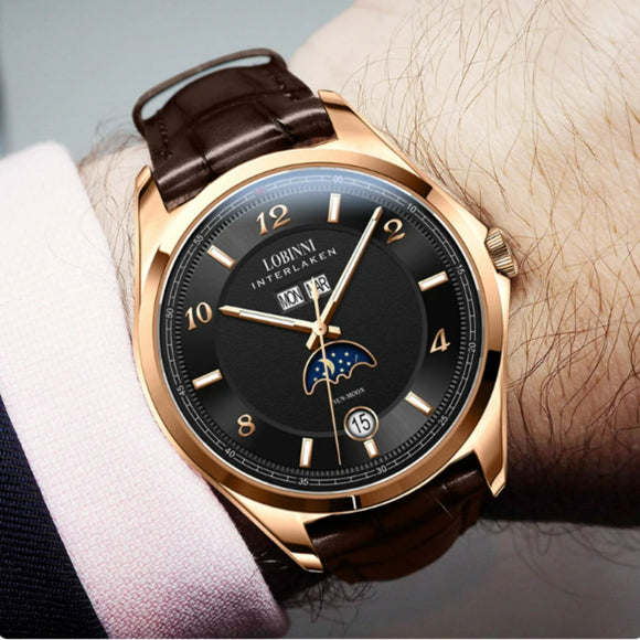 Lobinni Original Design Automatic Men's Watch Top Luxury Brand Business montre homme Seagull Men's Mechanical Watch