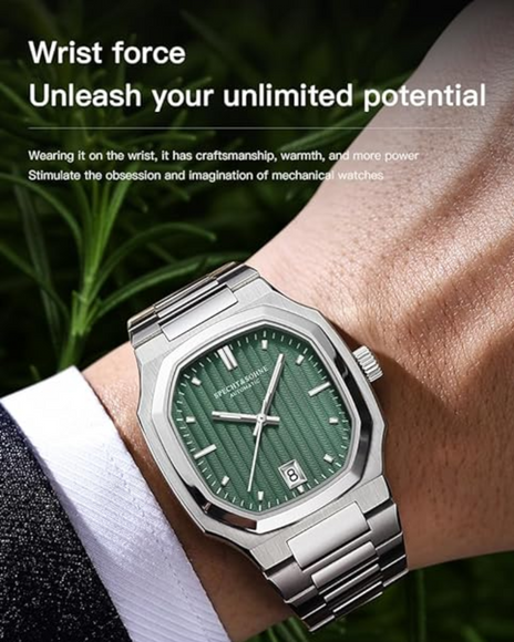 SPECHT & SOHNE 38MM Elegant Automatic Stainless Steel Sapphire Crystal - Green Dial