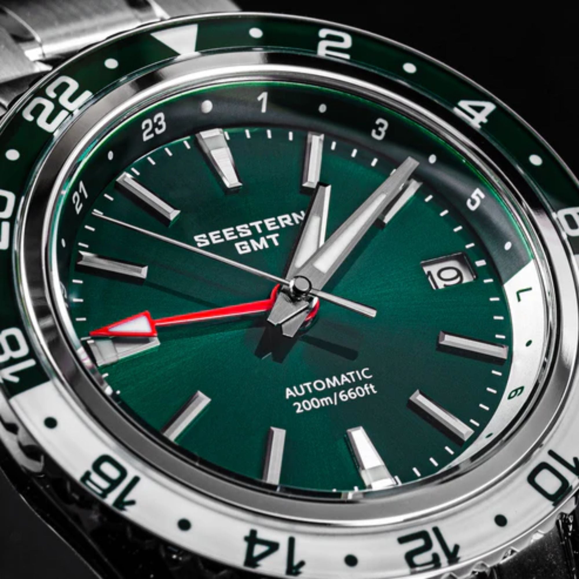 Seestern S456 GMT Automatic Burst Green Dial Automatic