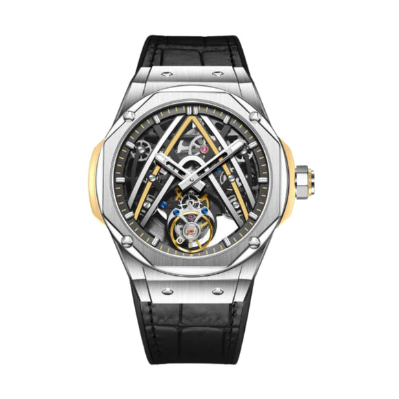 Aesop Original Tourbillon Movement U Shaped Dial Automatic Tourbillon Watch 7070 - Yellow Accents