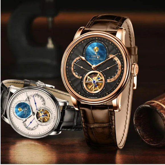 Lobinni skeleton mechanical watch luxury brand wristwatches automatic mechanical watch wrist for men