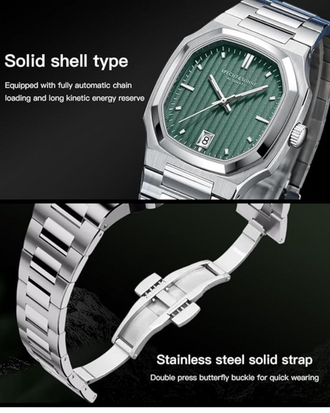 SPECHT & SOHNE 38MM Elegant Automatic Stainless Steel Sapphire Crystal - Green Dial