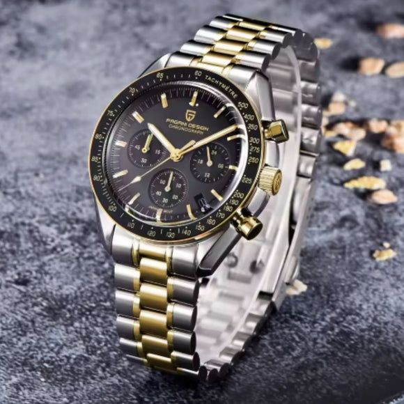 Pagani Design 1701 Moon Wristwatch Homage Men's Quartz Chronograph Watches Japan VK63 Movement Stianless Steel Bracelet 100M Waterproof Sport Watch