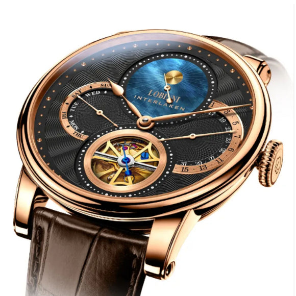 Lobinni skeleton mechanical watch luxury brand wristwatches automatic mechanical watch wrist for men