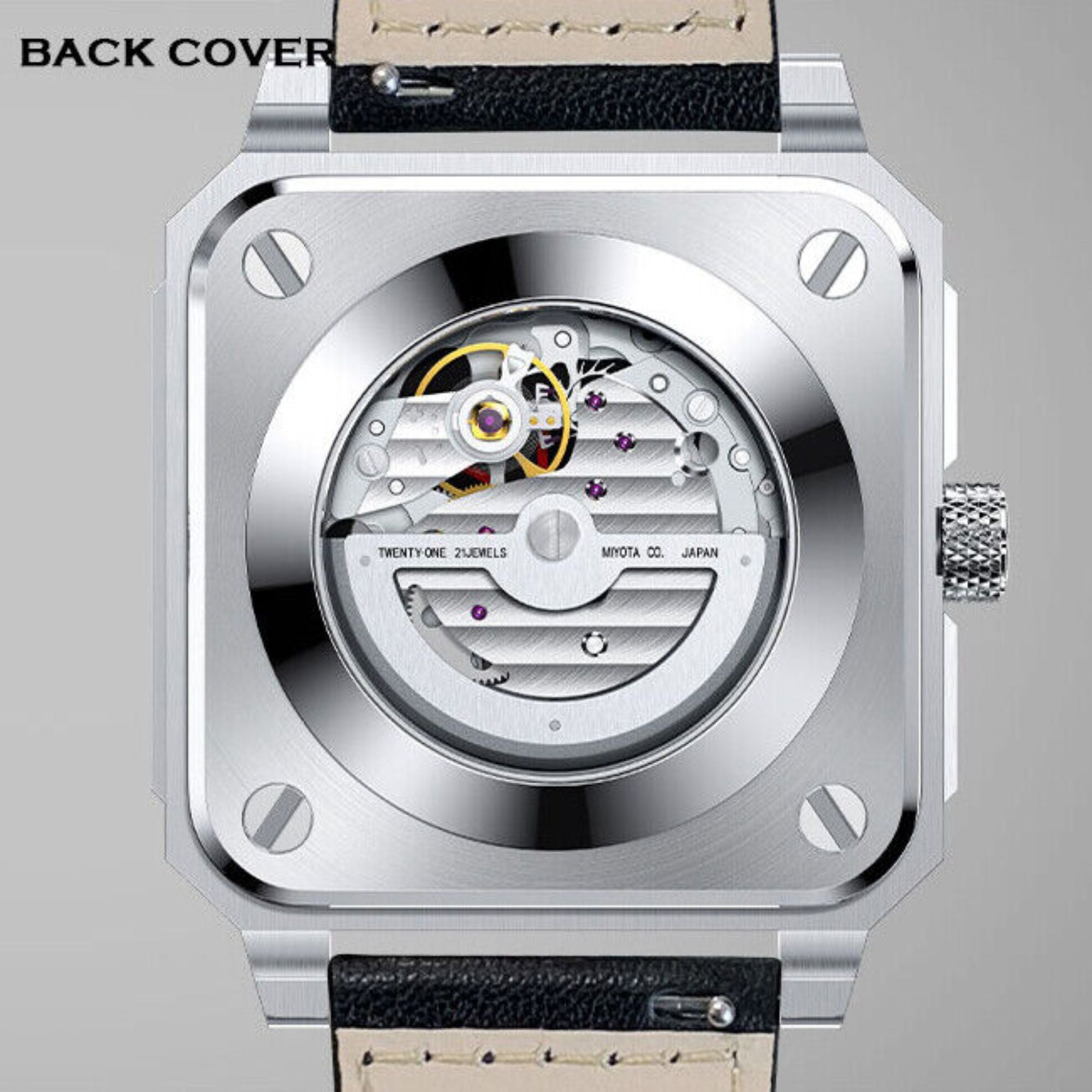 LOBINNI Mens Automatic Watches Luxury Luminous Mechanical Wristwatch Square Case - 16065