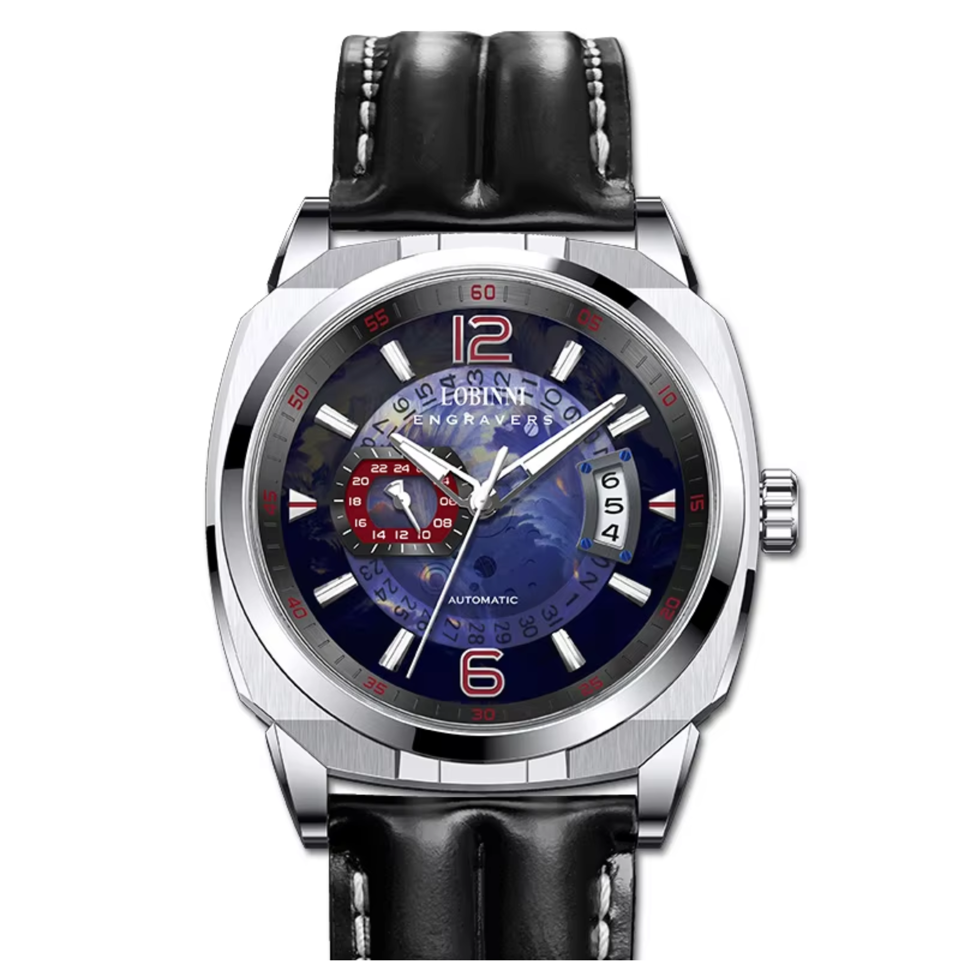 Lobinni sports watch men's square luminous pointer automatic mechanical watch - 16070