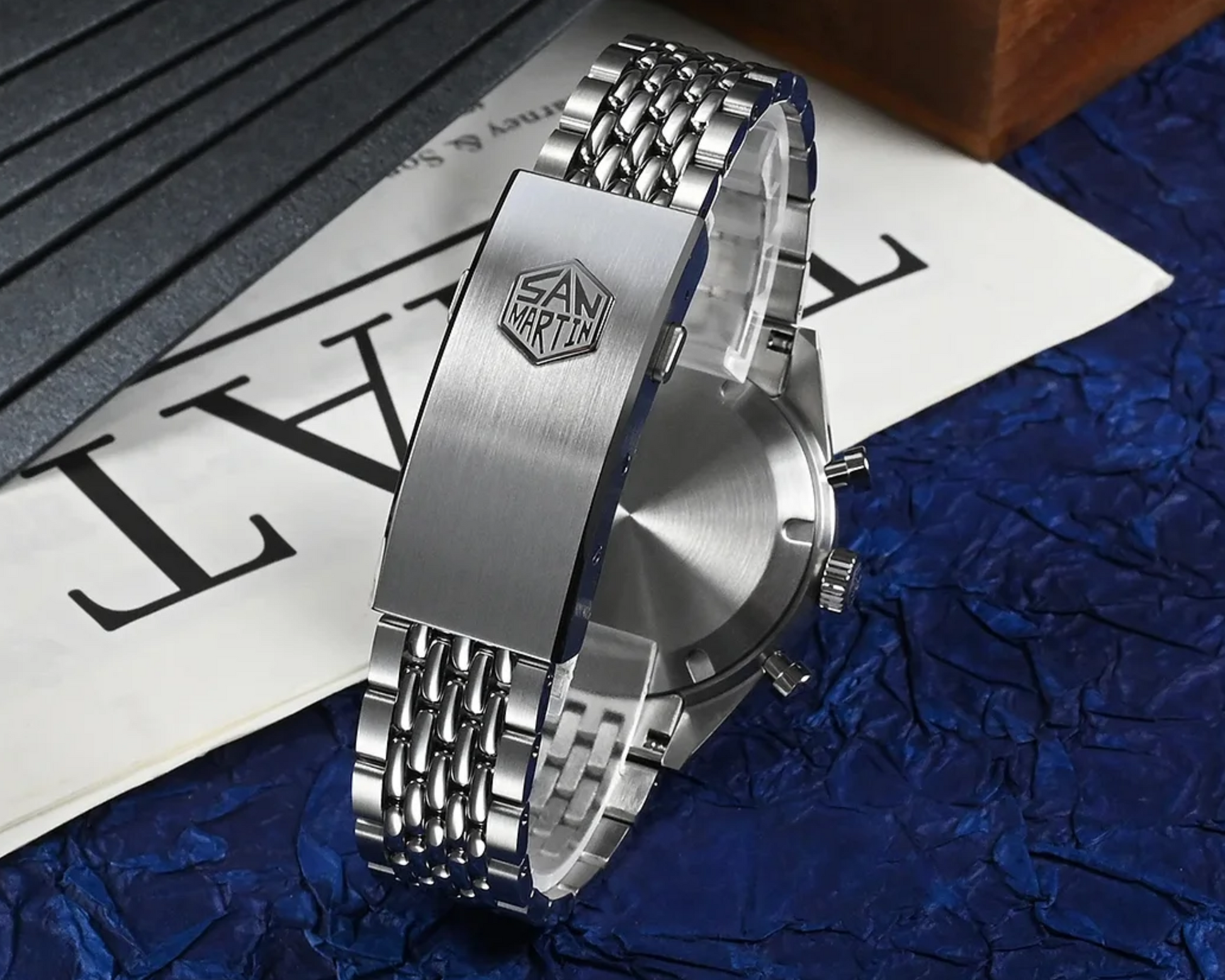 San Martin Chronograph VK64 Quartz Watch Original Design SN0116 - Beach