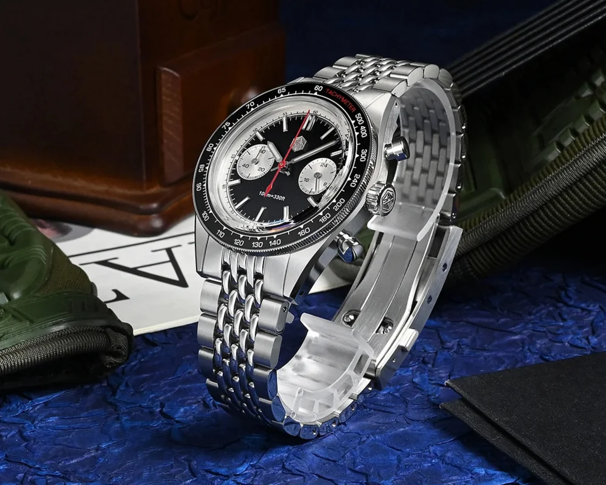 San Martin Chronograph VK64 Quartz Watch Original Design SN0116 - Black