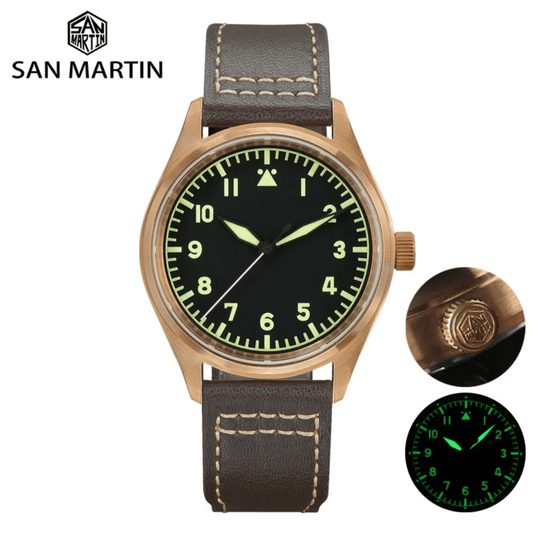 San Martin Bronze Pilot Watch Military YN55A Mens Watch SN030-Q - Black A san martin watches india online