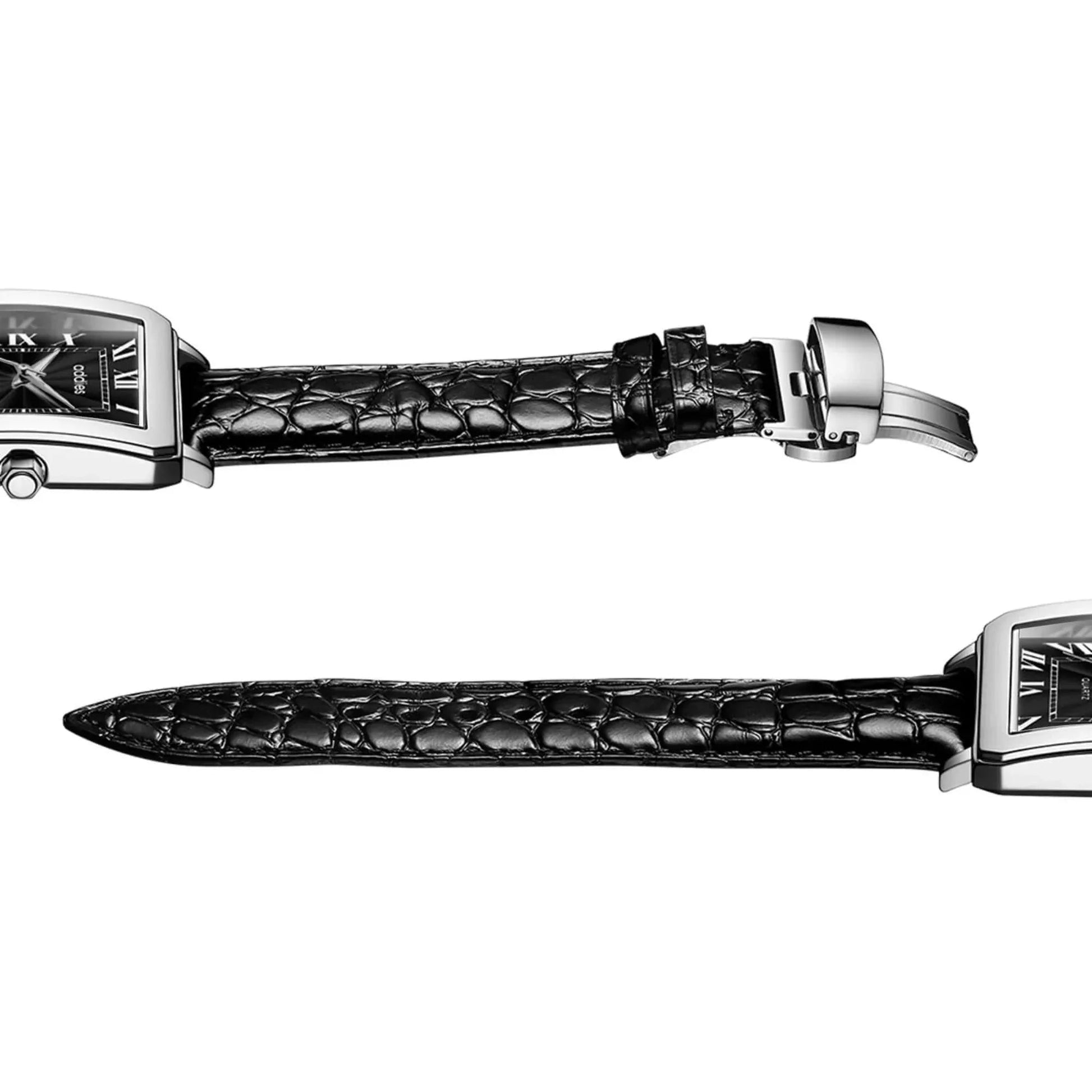 ADDIES Men's Quartz Analog Watch with Square Dial Leather Strap（MY-RM05）- Black Dial - DREAM WATCHES