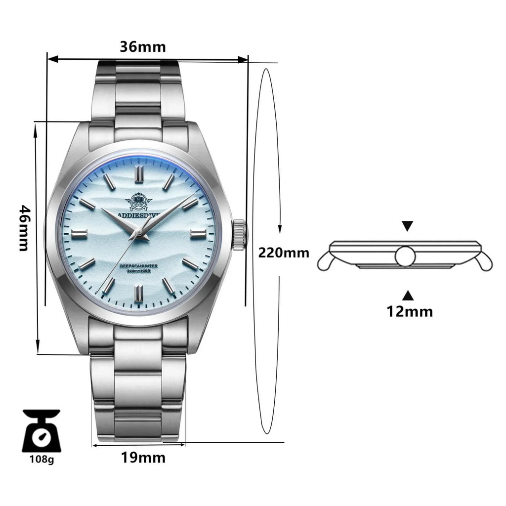 ADDIESDIVE 36mm Quartz Watch VH31 Movement (AD2030) - Blue - DREAM WATCHES