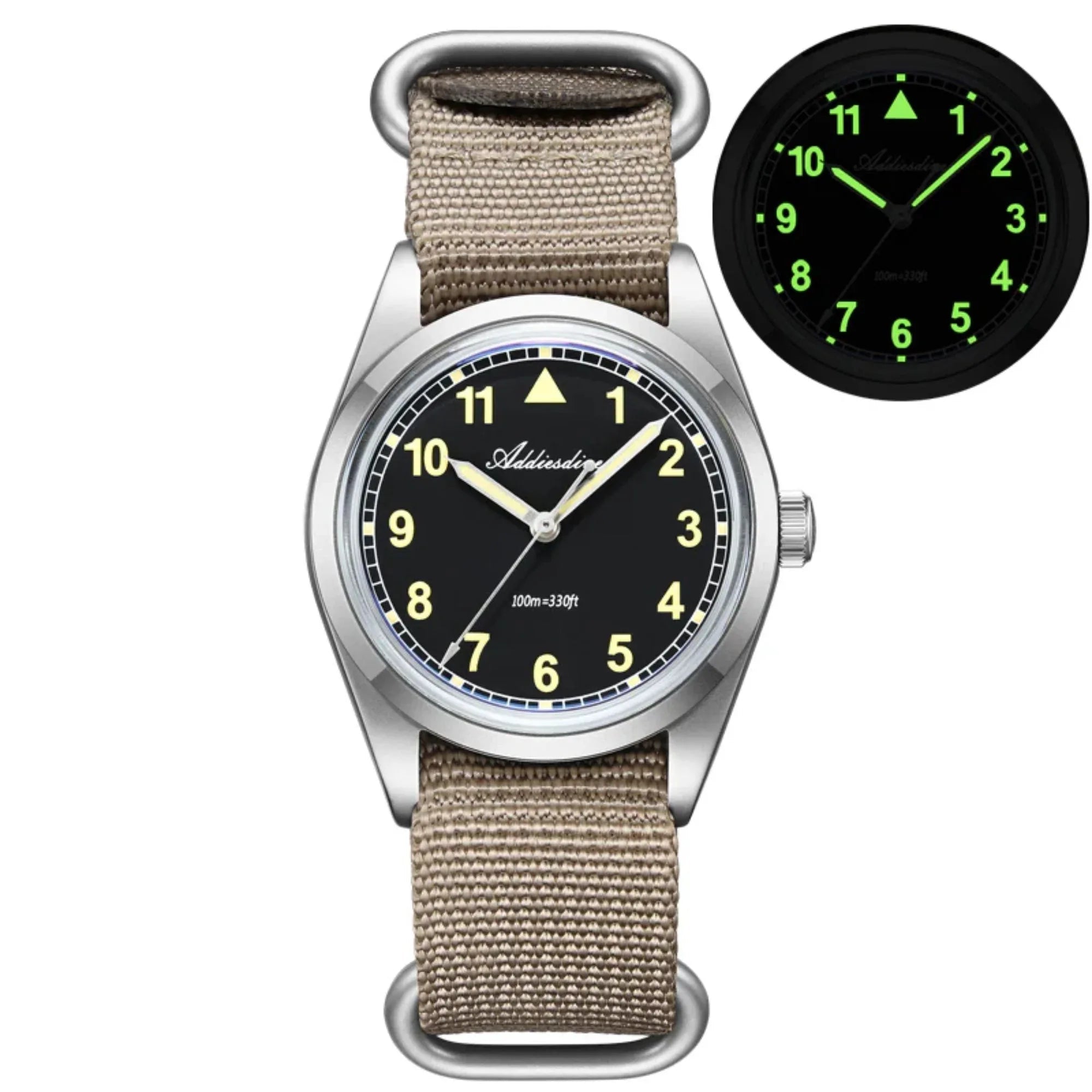 ADDIESDIVE 36mm VH31 Retro Pilot Field Watch AD2079 - DREAM WATCHES