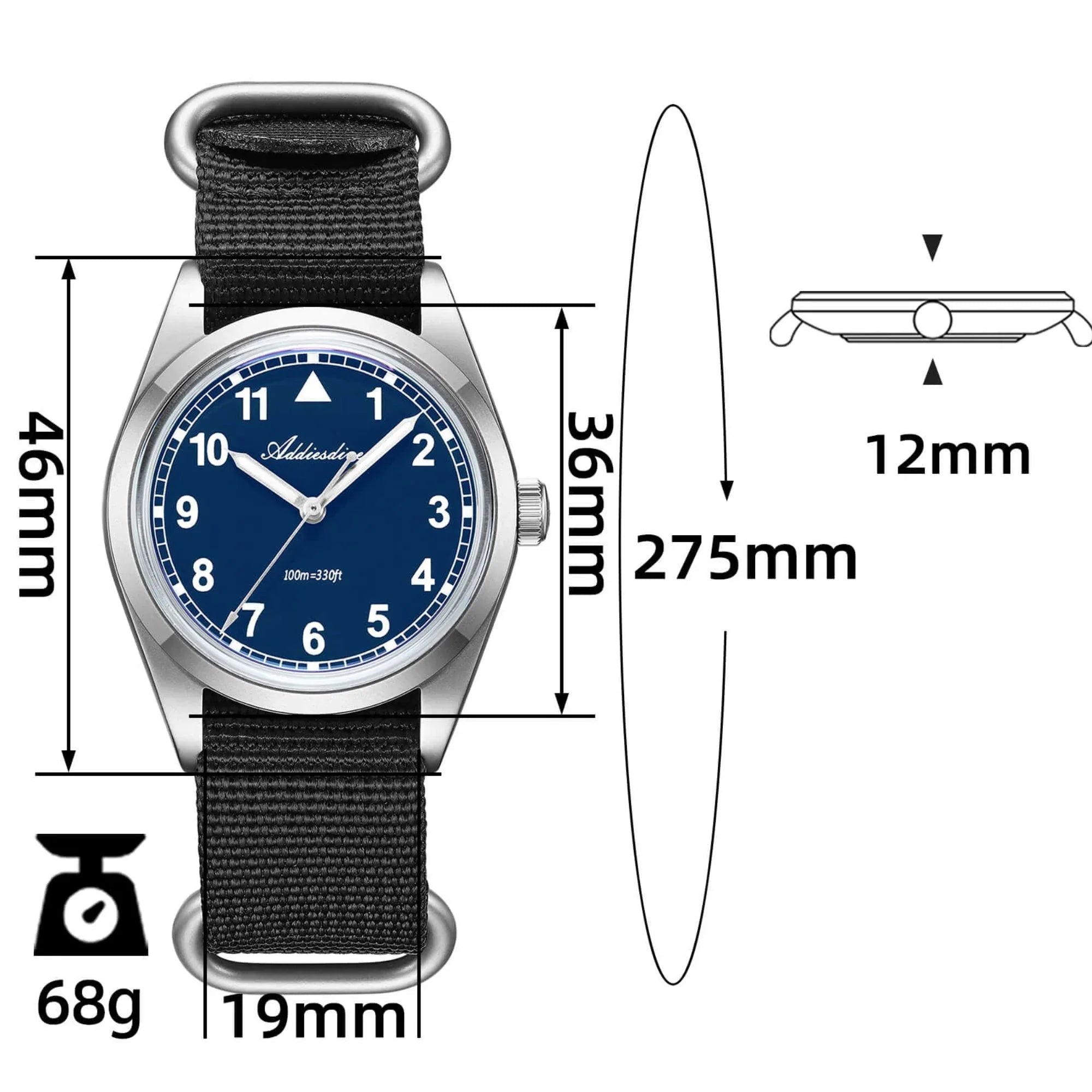 ADDIESDIVE 36mm VH31 Retro Pilot Field Watch AD2079 - DREAM WATCHES