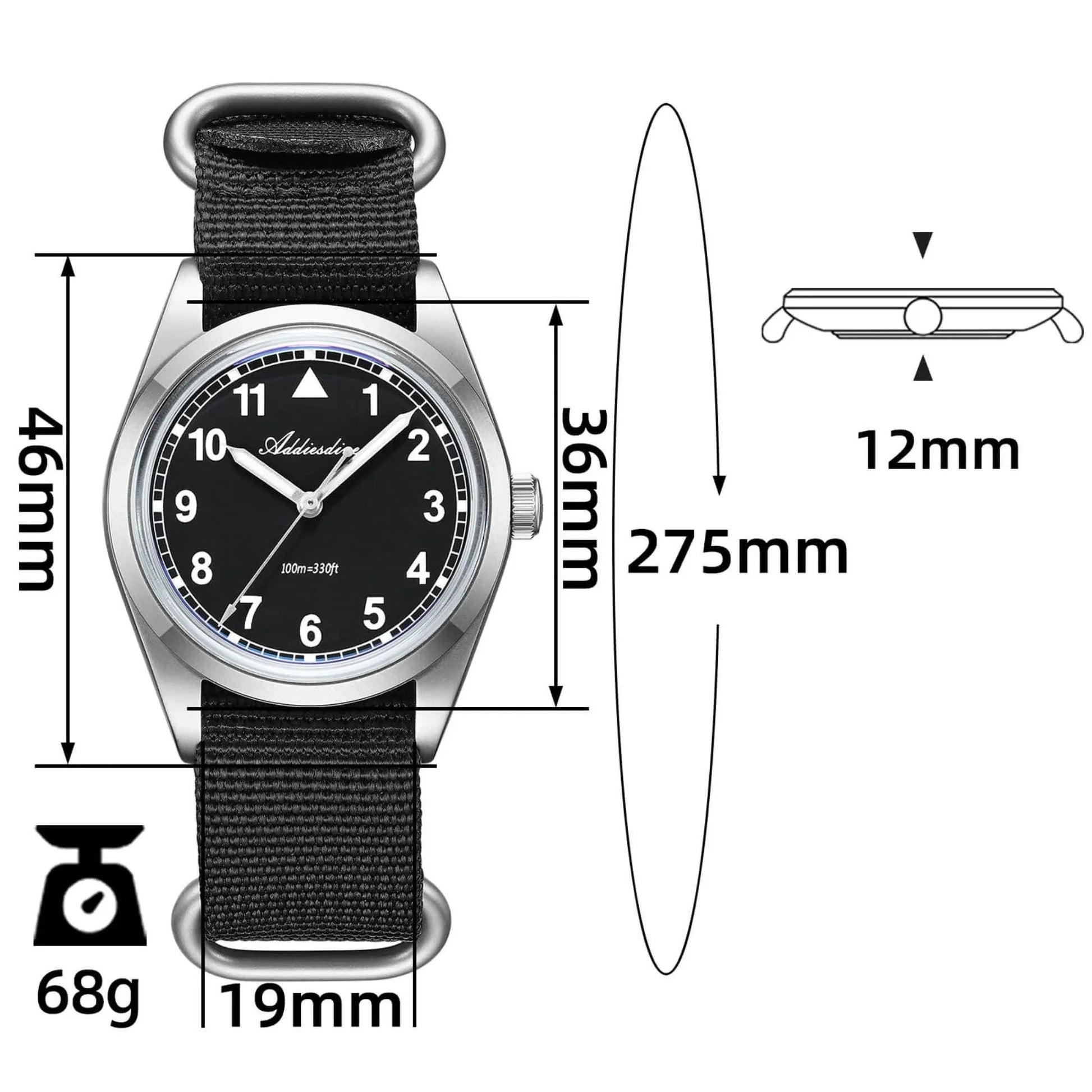 ADDIESDIVE 36mm VH31 Retro Pilot Field Watch AD2079 - DREAM WATCHES