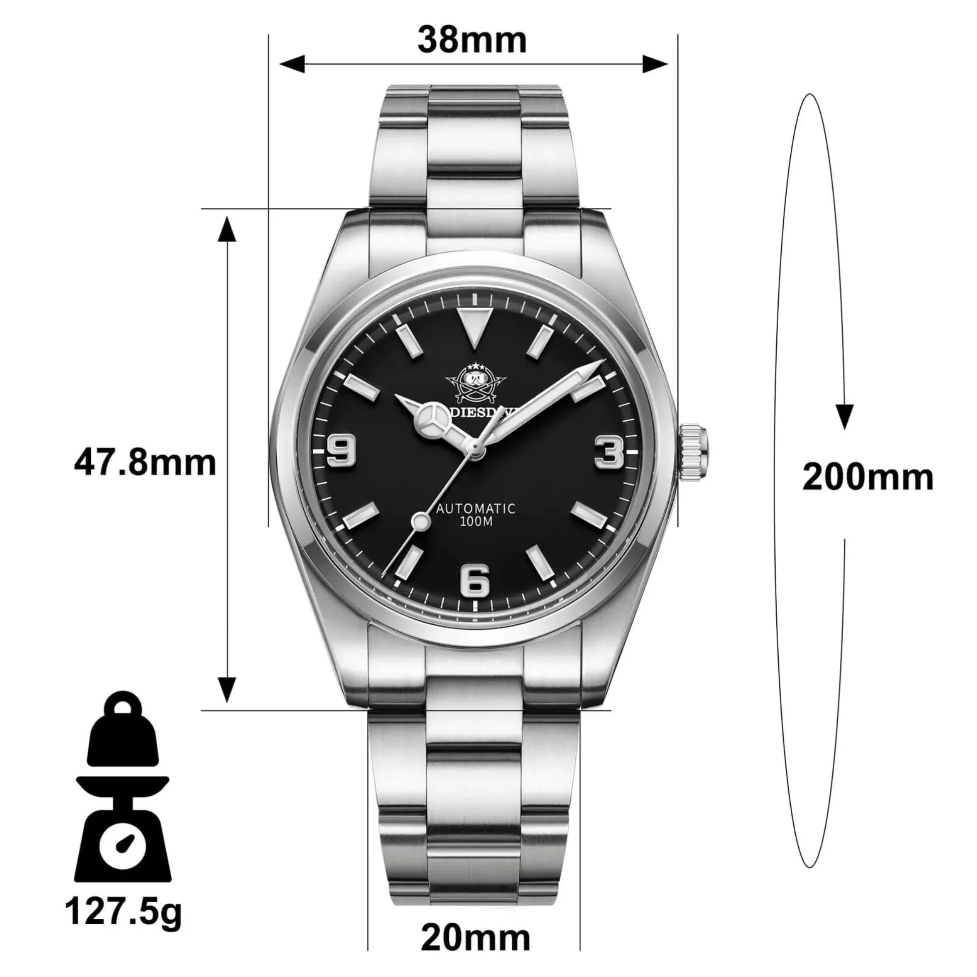 ADDIESDIVE 38mm Domed Crystal Explore Watch 100M (AD2112) - DREAM WATCHES