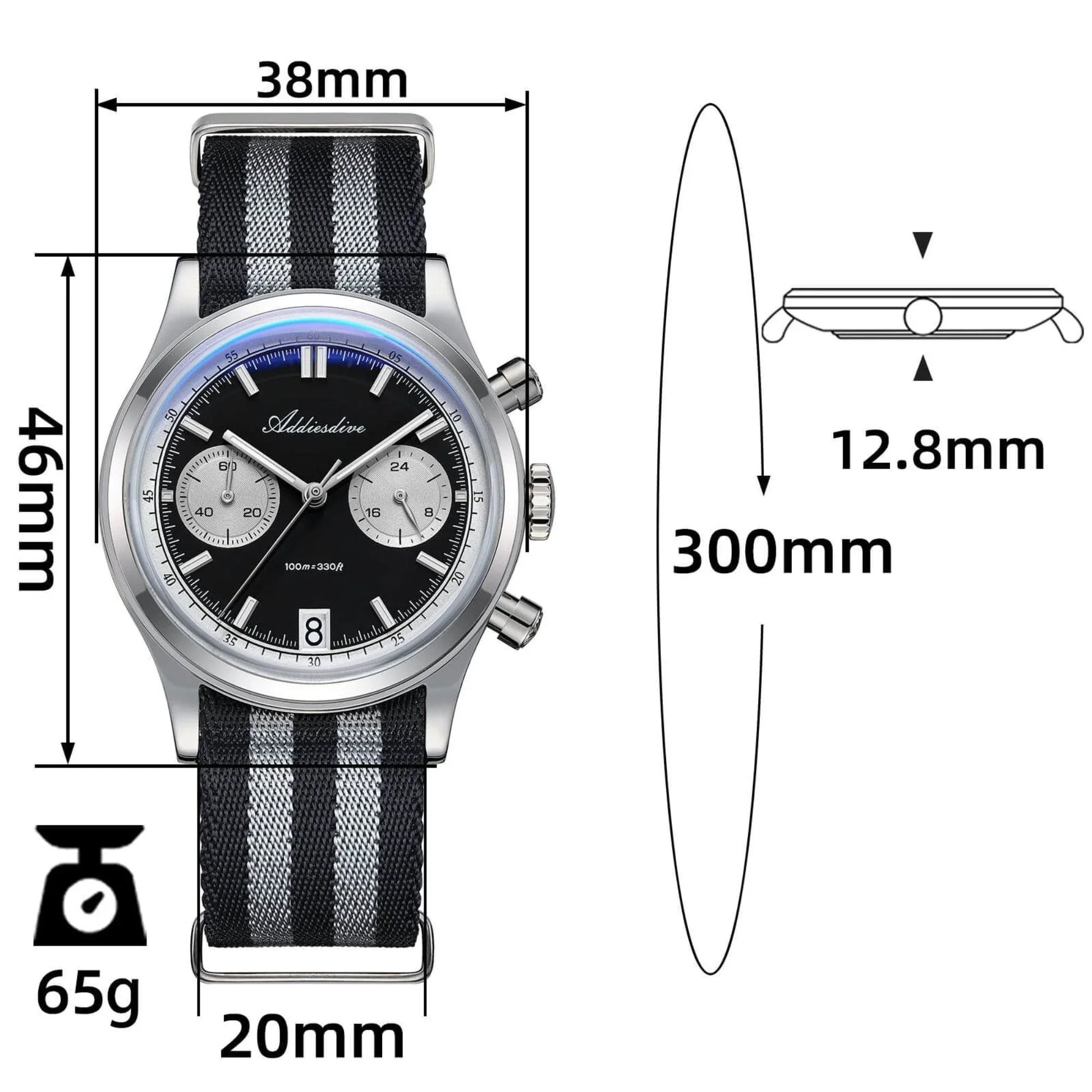 ADDIESDIVE 38mm VK64 Chronograph Watch AD2095 - DREAM WATCHES