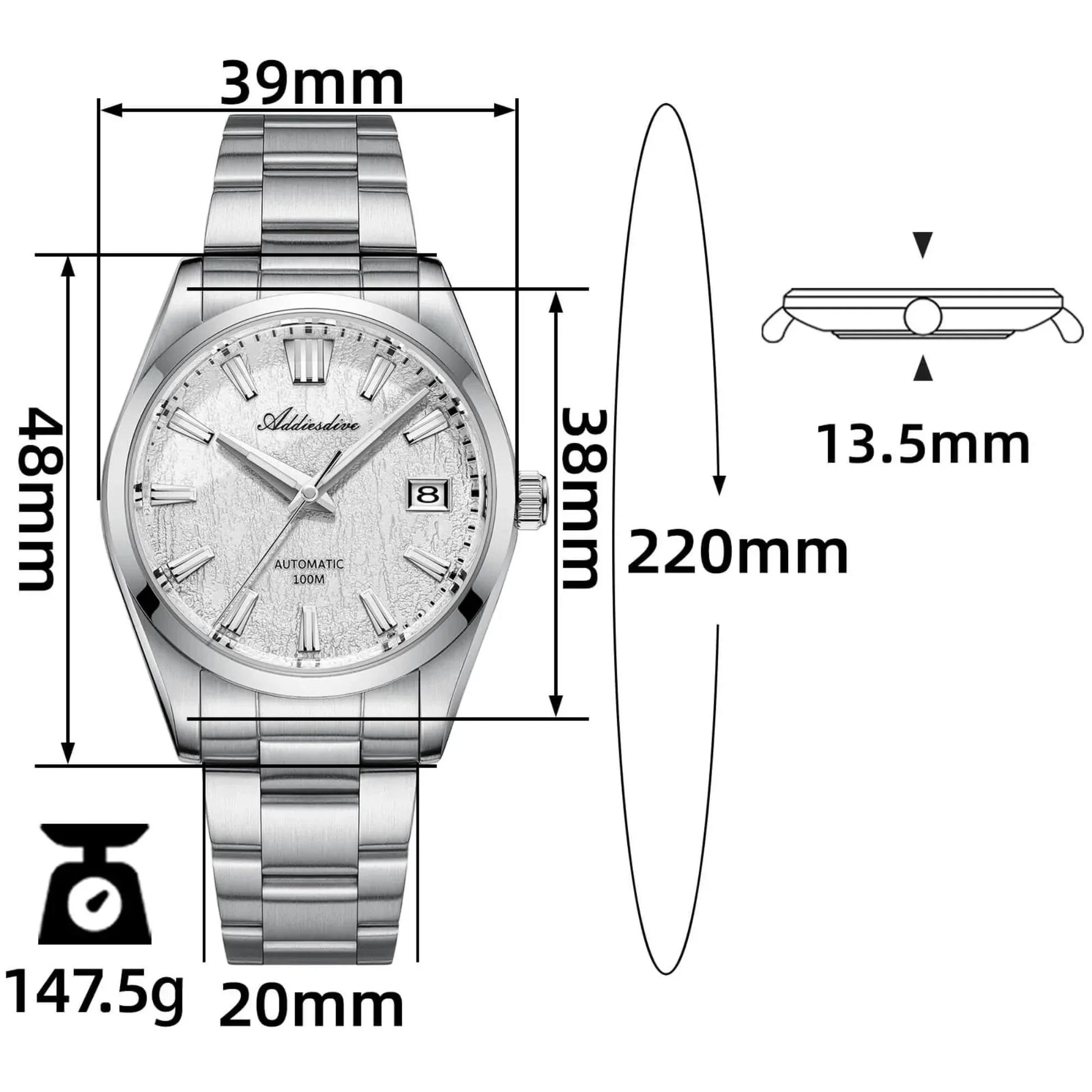 ADDIESDIVE 39mm 3D Bark Texture Dial NH35 Automatic Watch AD2075 - DREAM WATCHES