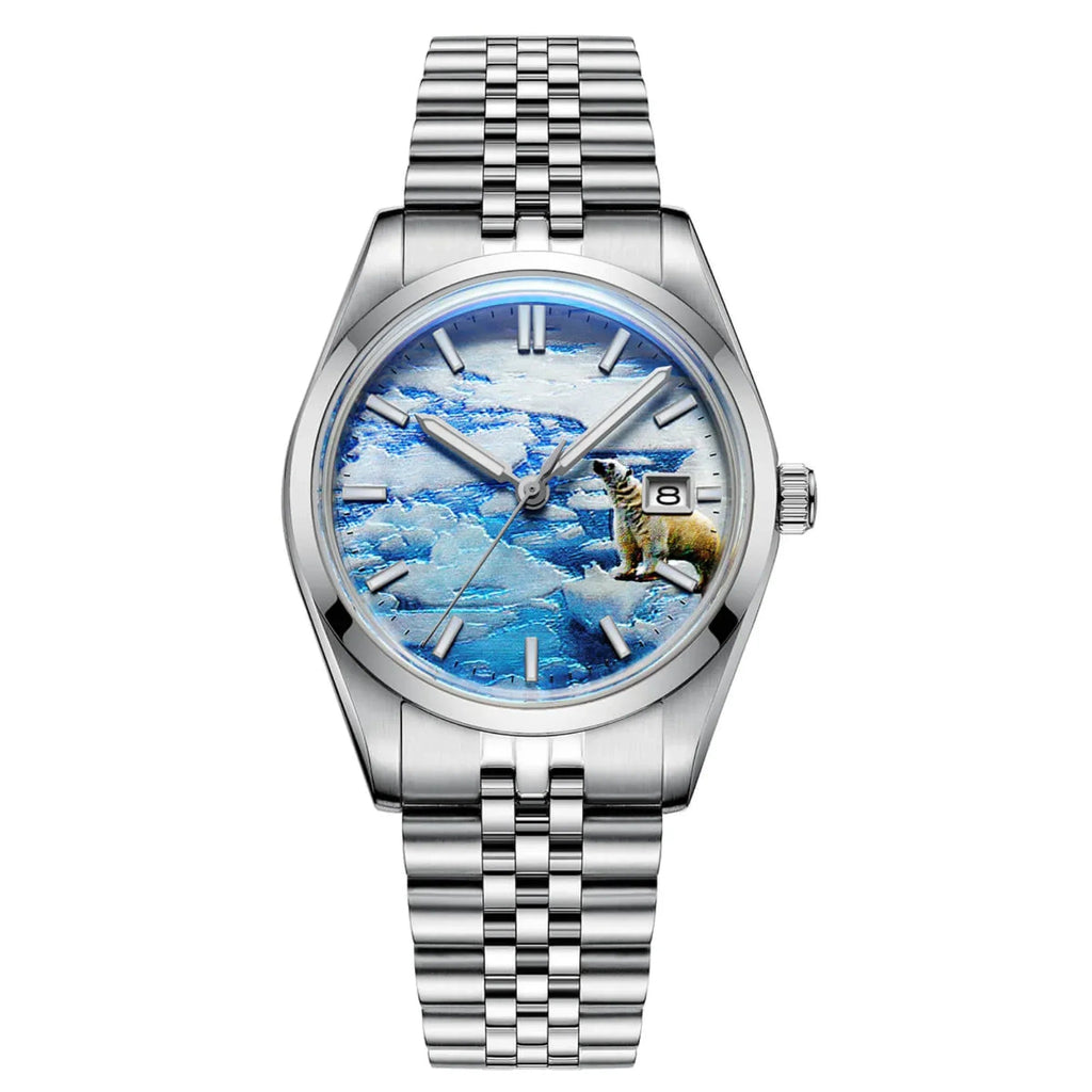 Addiesdive 39mm 3D Glacier Polar Bear Dial Automatic Watch (AD2042） - DREAM WATCHES