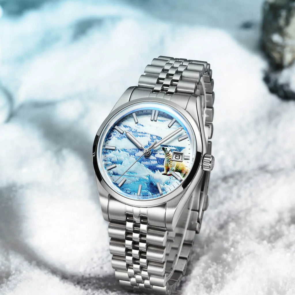 Addiesdive 39mm 3D Glacier Polar Bear Dial Automatic Watch (AD2042） - DREAM WATCHES