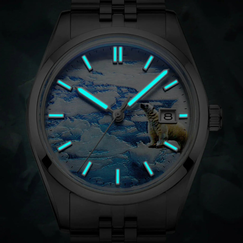 Addiesdive 39mm 3D Glacier Polar Bear Dial Automatic Watch (AD2042） - DREAM WATCHES