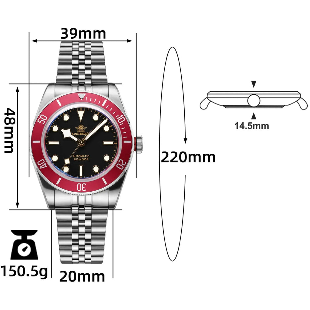 ADDIESDIVE 39mm BB58 Automatic Watch with Seiko NH-35 AD2043 - DREAM WATCHES