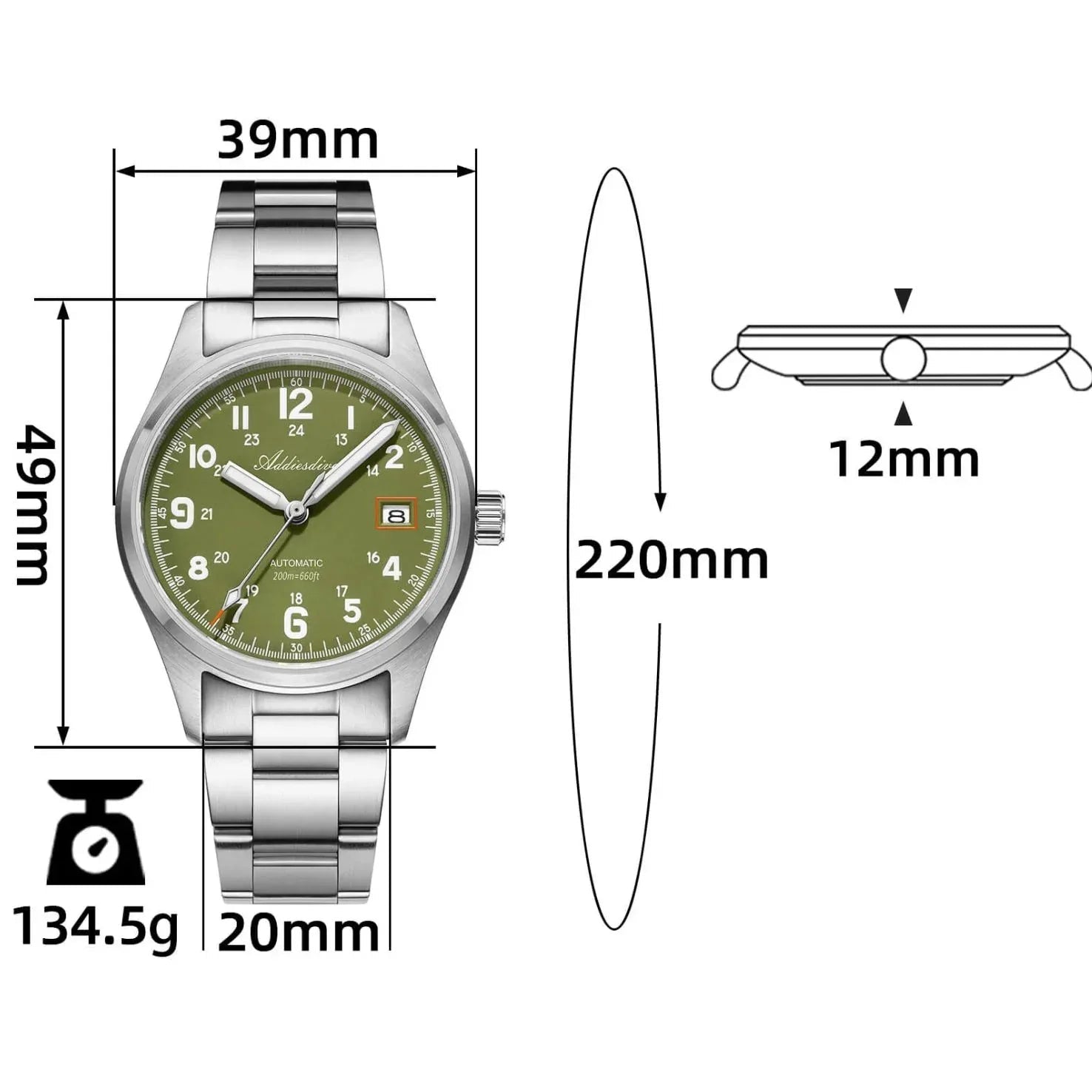 ADDIESDIVE 39mm Explore NH35 Automatic Watch AD2070 - DREAM WATCHES