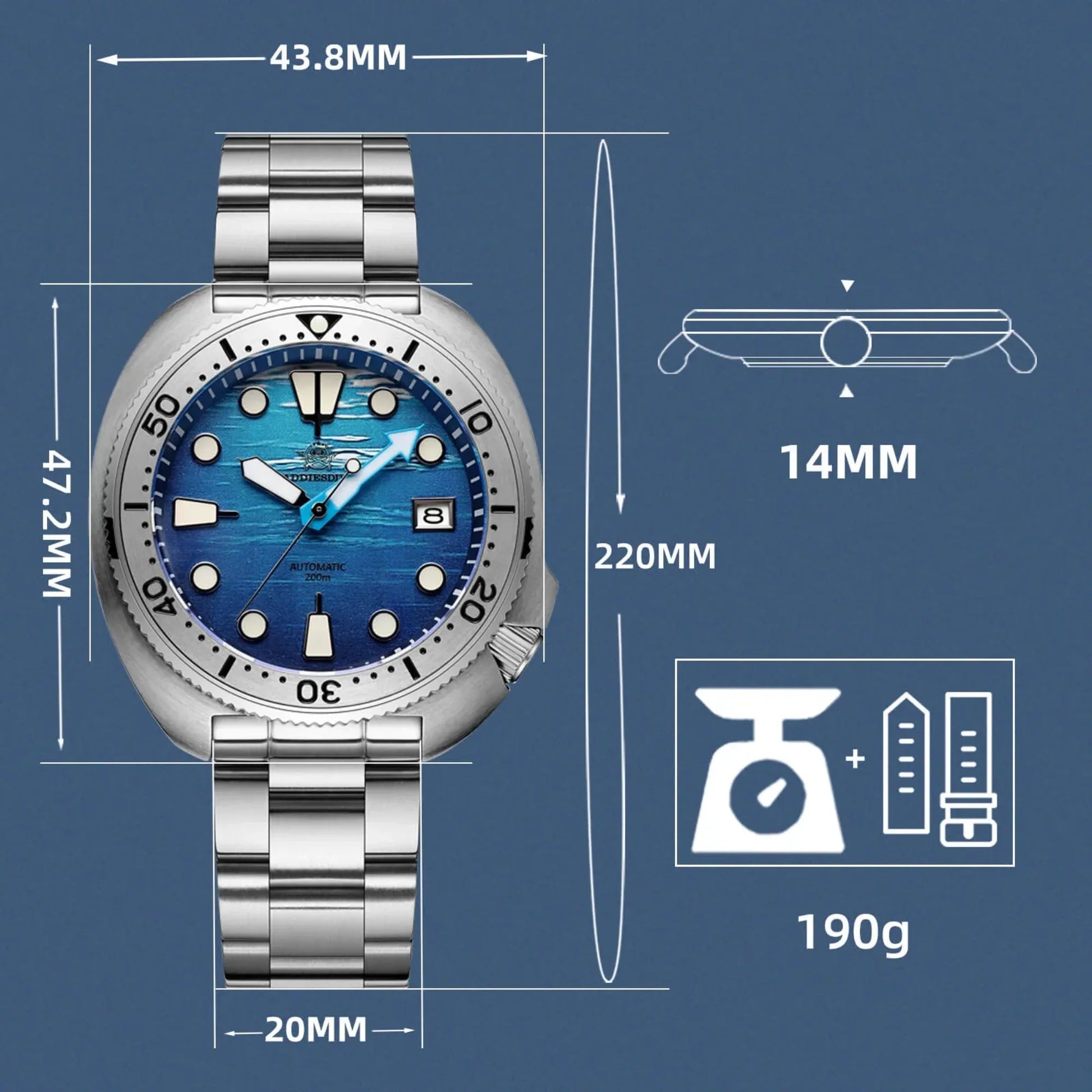 ADDIESDIVE 3D Deep Sea Turtle Dial Dive Watch（AD2045） - DREAM WATCHES