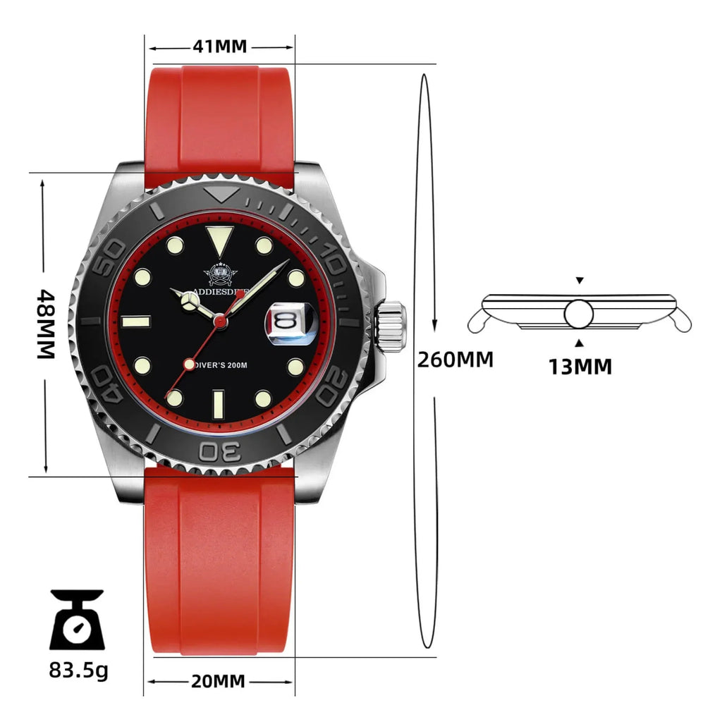 ADDIESDIVE 41mm Sports Quartz Watch Waterproof 200M (AD2040) - DREAM WATCHES