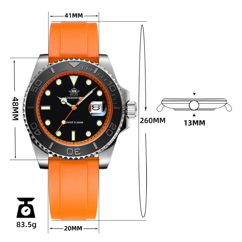 ADDIESDIVE 41mm Sports Quartz Watch Waterproof 200M (AD2040) - DREAM WATCHES