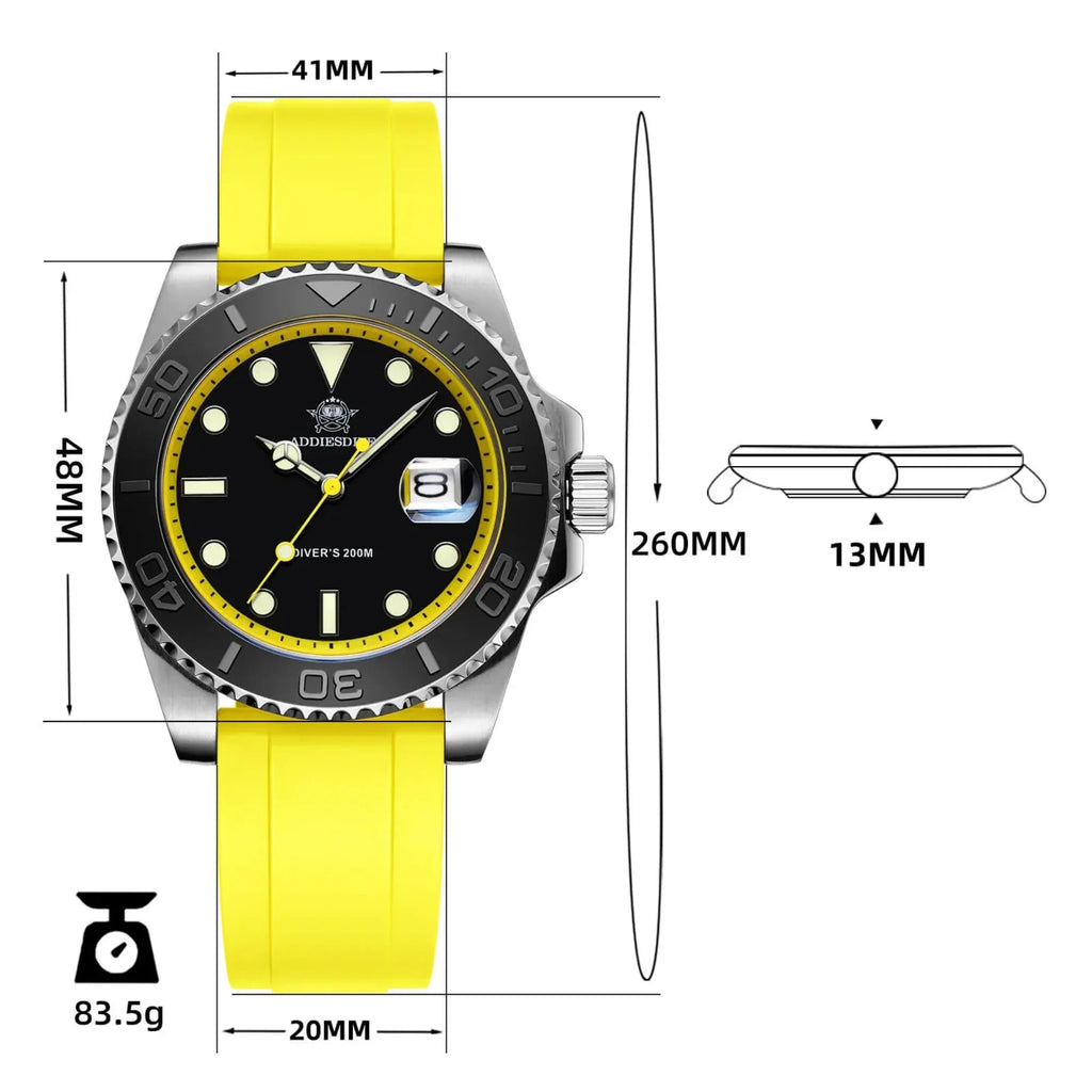 ADDIESDIVE 41mm Sports Quartz Watch Waterproof 200M (AD2040) - DREAM WATCHES