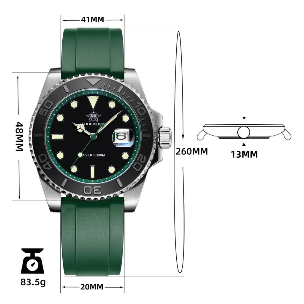 ADDIESDIVE 41mm Sports Quartz Watch Waterproof 200M (AD2040) - DREAM WATCHES