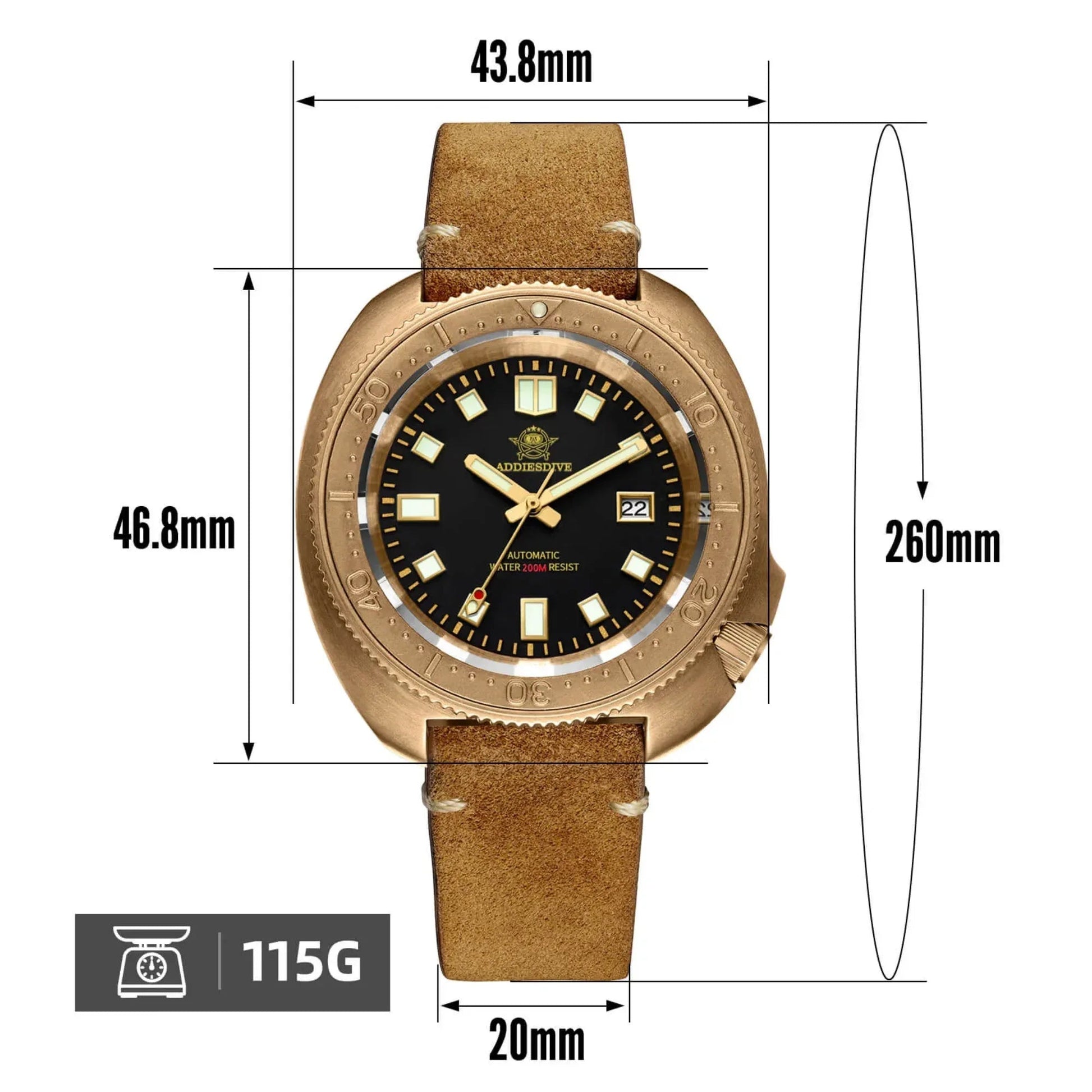 ADDIESDIVE® Bronze Turtle Diving Watch 200M (AD2104） - DREAM WATCHES