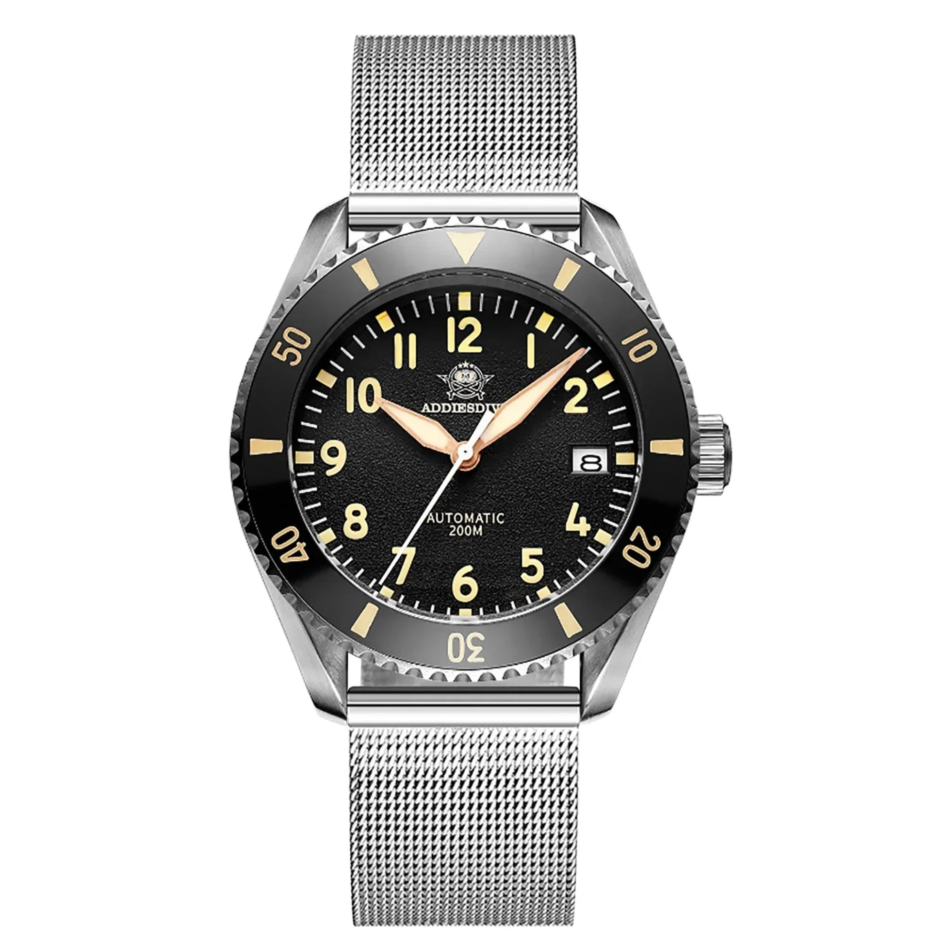 ADDIESDIVE Men's Automatic Watch Stainless Steel Mesh Band Diver 200M MY-H9 - DREAM WATCHES