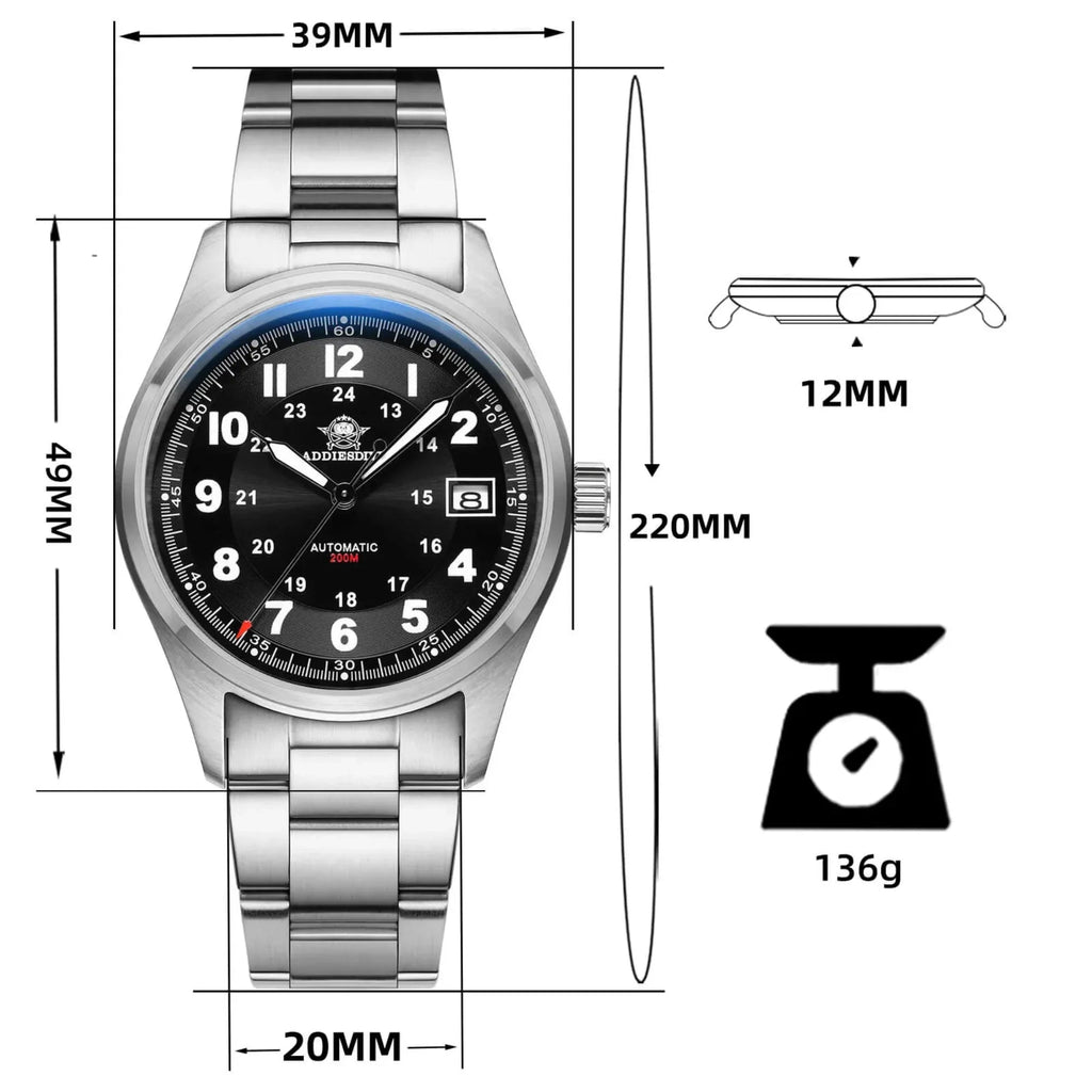 ADDIESDIVE® Men's Elegant Automatic Watch Diver 200M (AD2048) - DREAM WATCHES