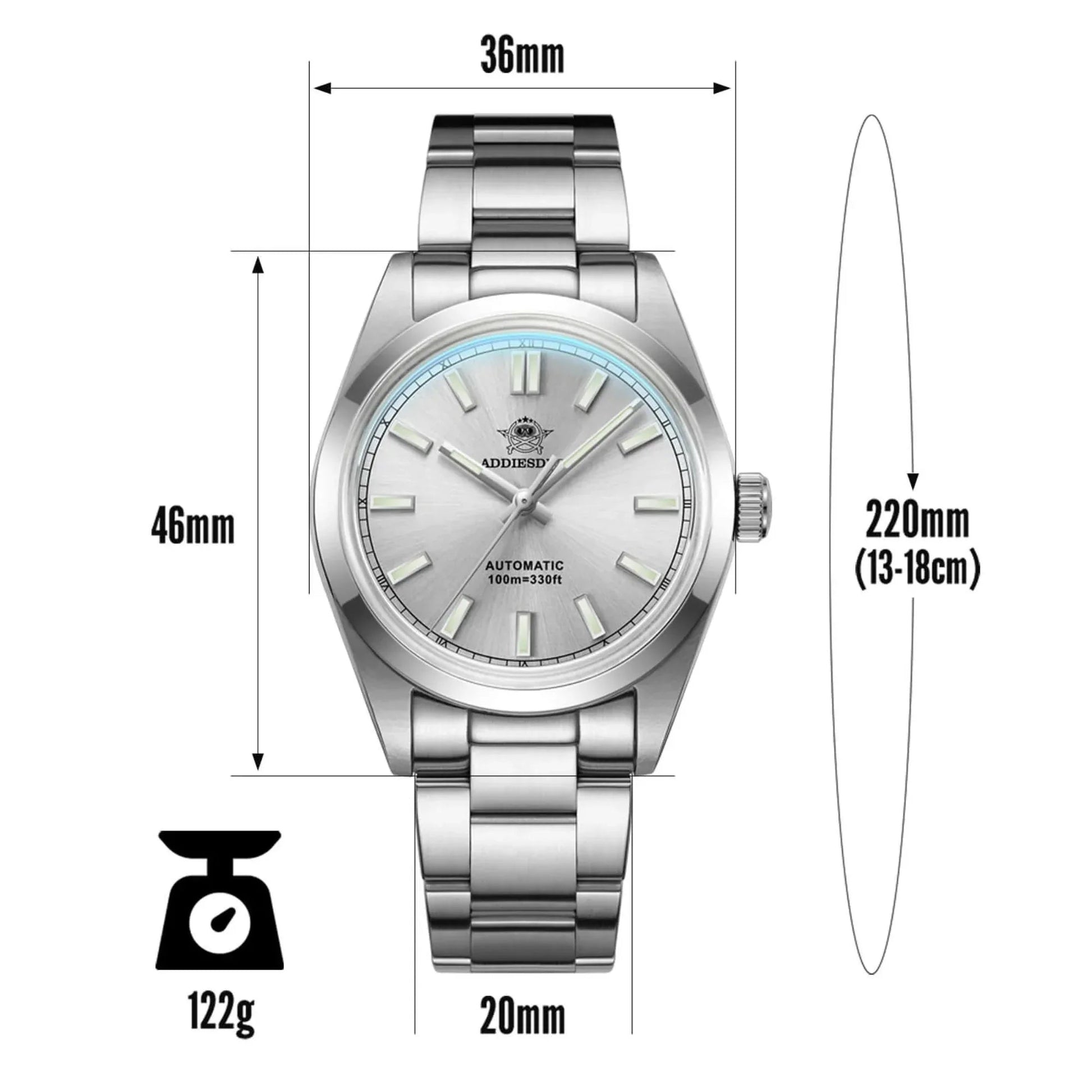 ADDIESDIVE Men's Luxury 36mm Automatic Watch PT5000 Movement (AD2028） - DREAM WATCHES