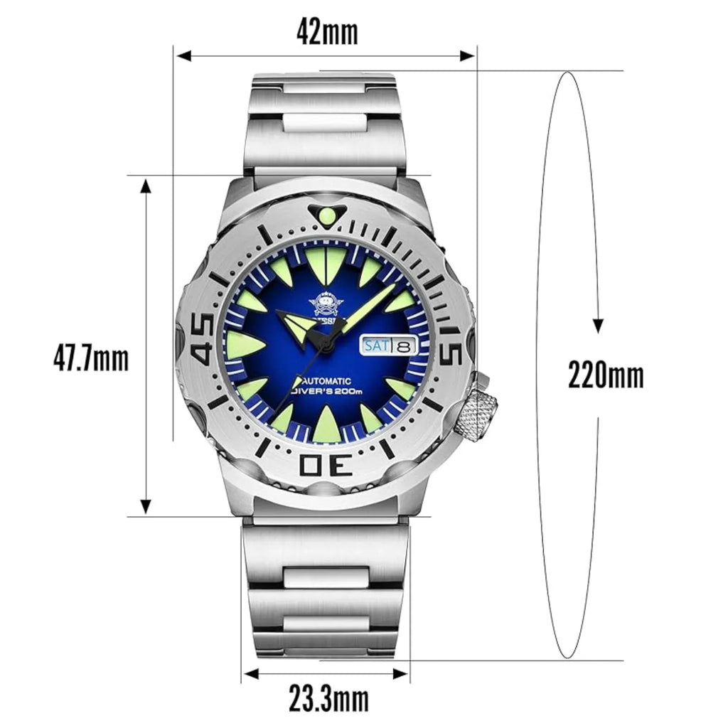 ADDIESDIVE® Monster Men's Diver Automatic Watches (AD2103) - Blue - DREAM WATCHES