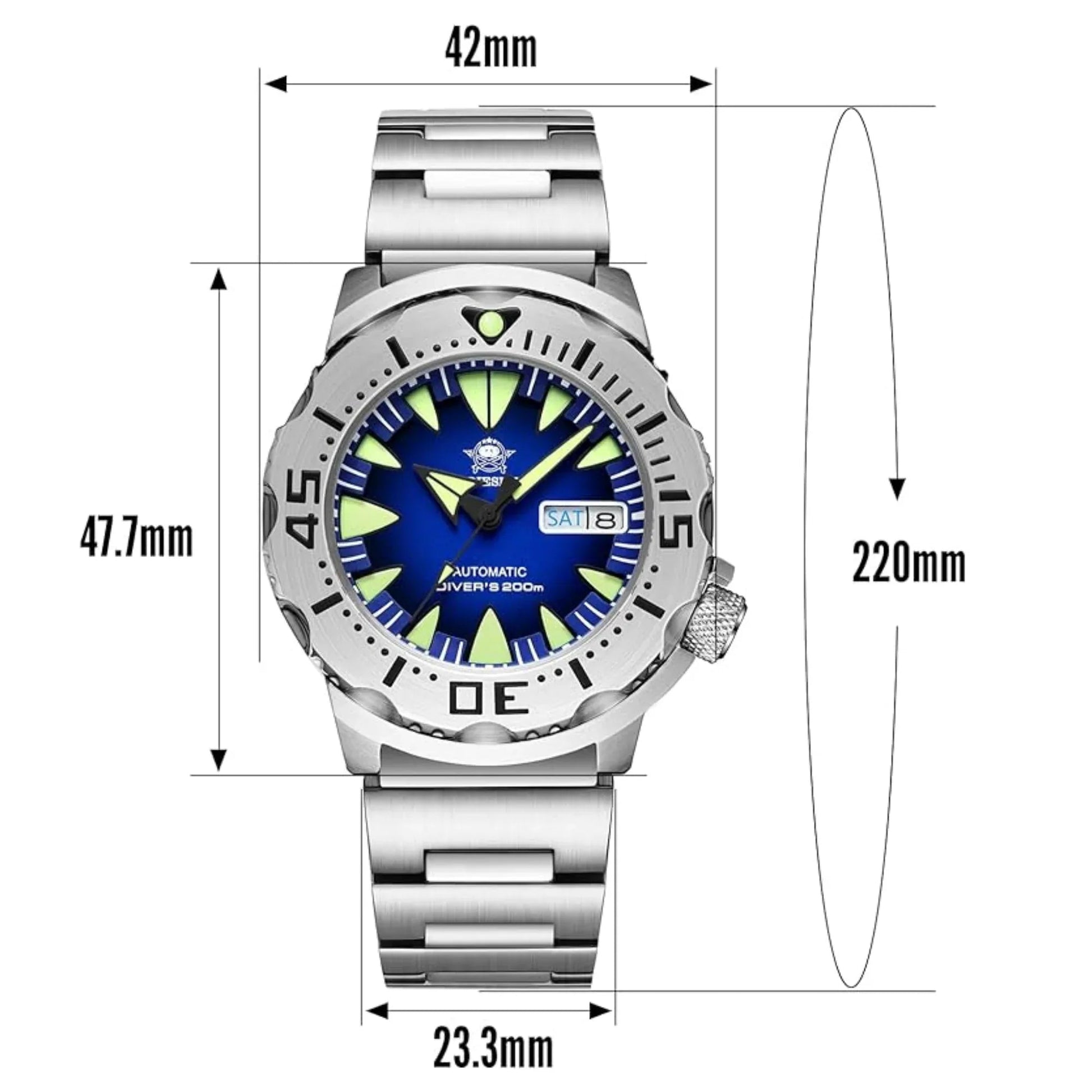 ADDIESDIVE® Monster Men's Diver Automatic Watches (AD2103) - Blue - DREAM WATCHES