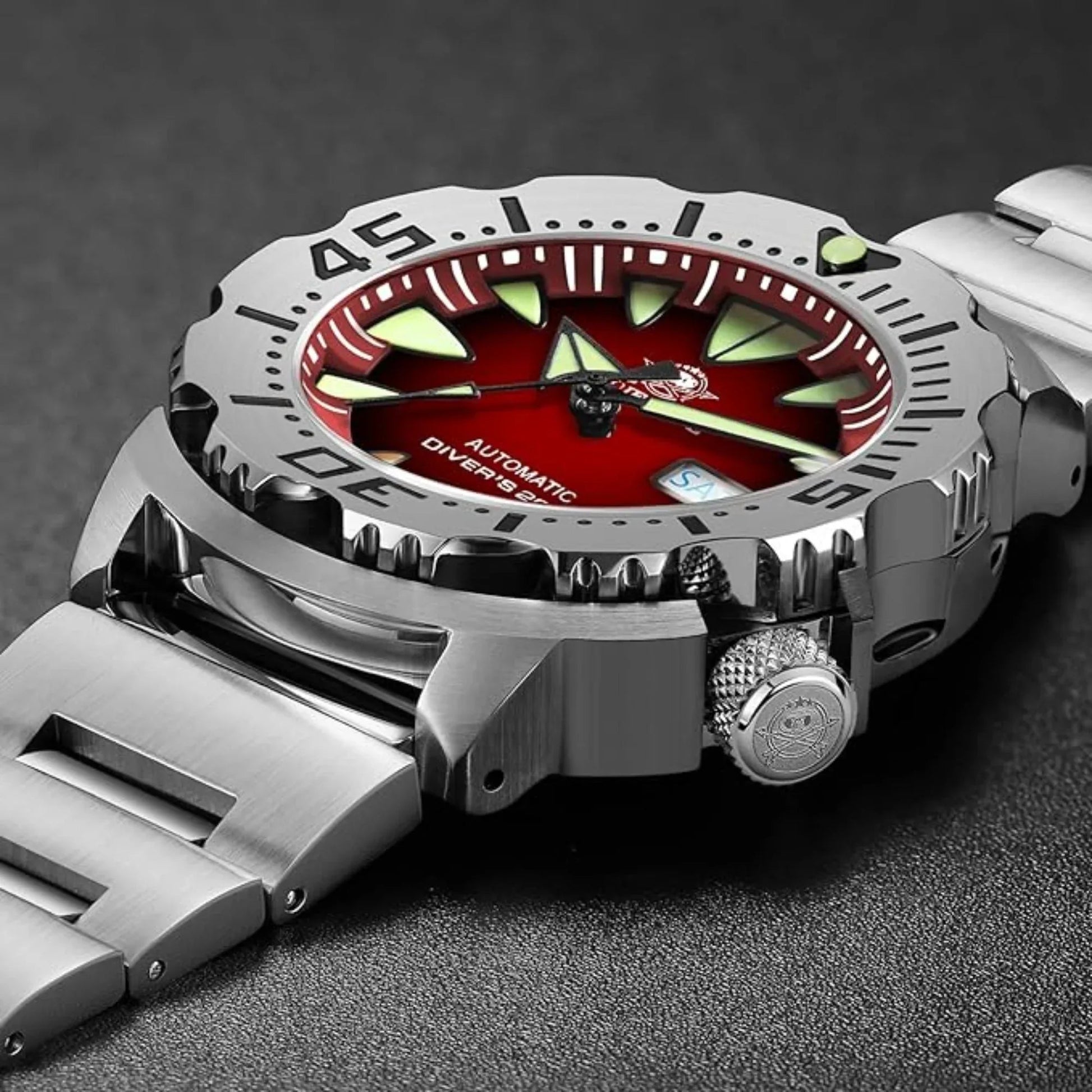 ADDIESDIVE® Monster Men's Diver Automatic Watches (AD2103) - Maroon - DREAM WATCHES