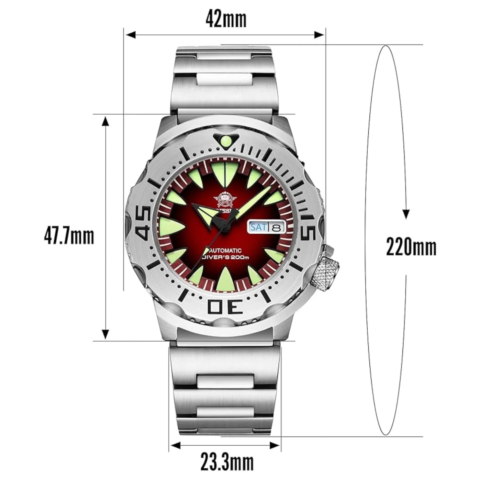 ADDIESDIVE® Monster Men's Diver Automatic Watches (AD2103) - Maroon - DREAM WATCHES
