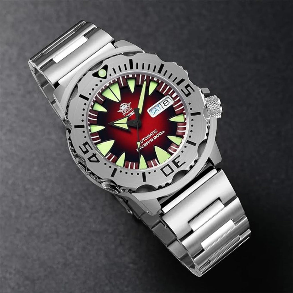 ADDIESDIVE® Monster Men's Diver Automatic Watches (AD2103) - Maroon - DREAM WATCHES