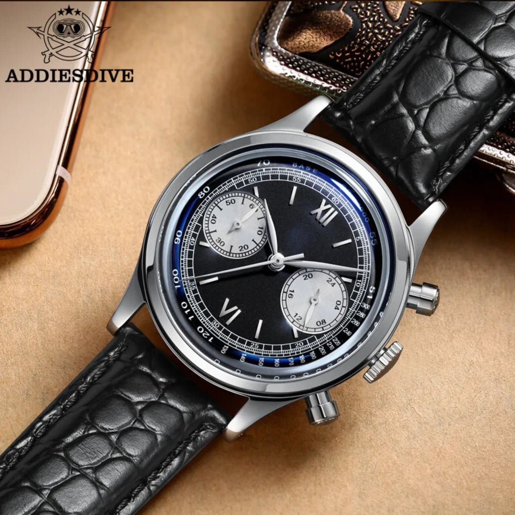 ADDIESDIVE Panda BB Chronograph Retro Men Watch 38mm Quartz Watch AD2037 - DREAM WATCHES