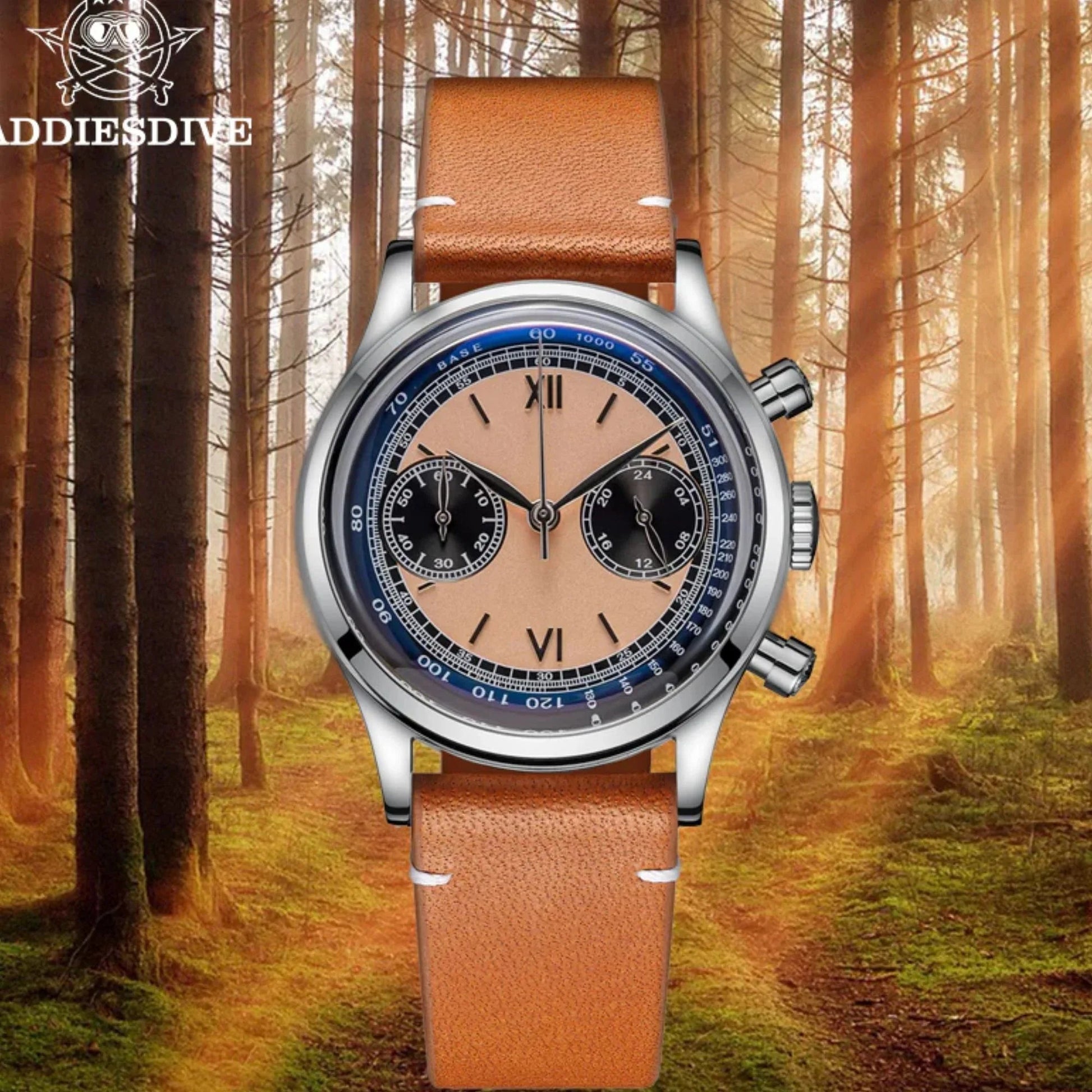 ADDIESDIVE Panda BB Chronograph Retro Men Watch 38mm Quartz Watch AD2037 - DREAM WATCHES