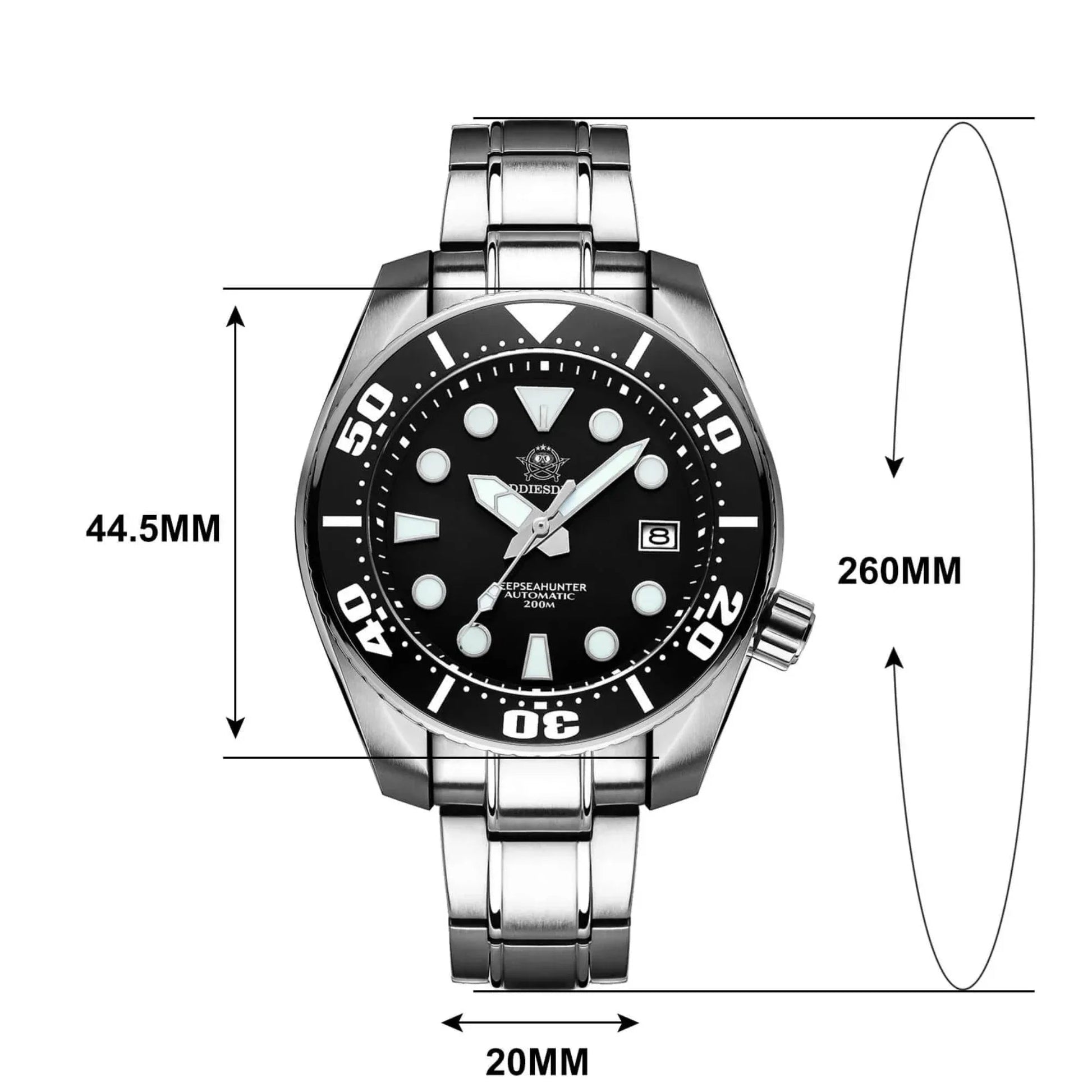 ADDIESDIVE® Sumo Green Professional Dive Watch for Men 44.5mm (MY-H10) - Black - DREAM WATCHES