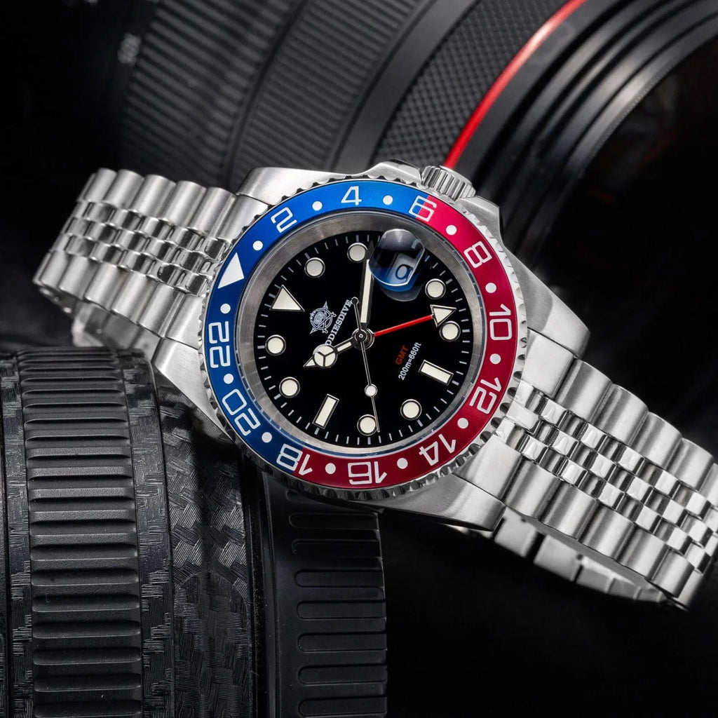 ADDIESDIVE Water Ghost Luxury Dive GMT Watch AD2050 with Swiss Movement - DREAM WATCHES