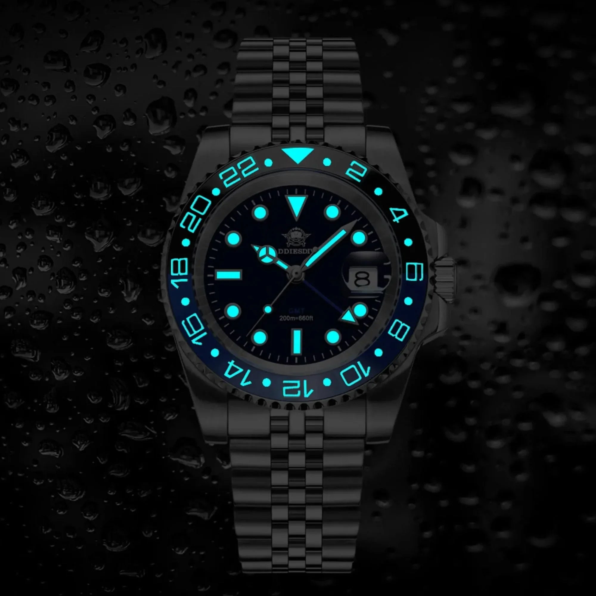 ADDIESDIVE Water Ghost Luxury Dive GMT Watch AD2050 with Swiss Movement - DREAM WATCHES