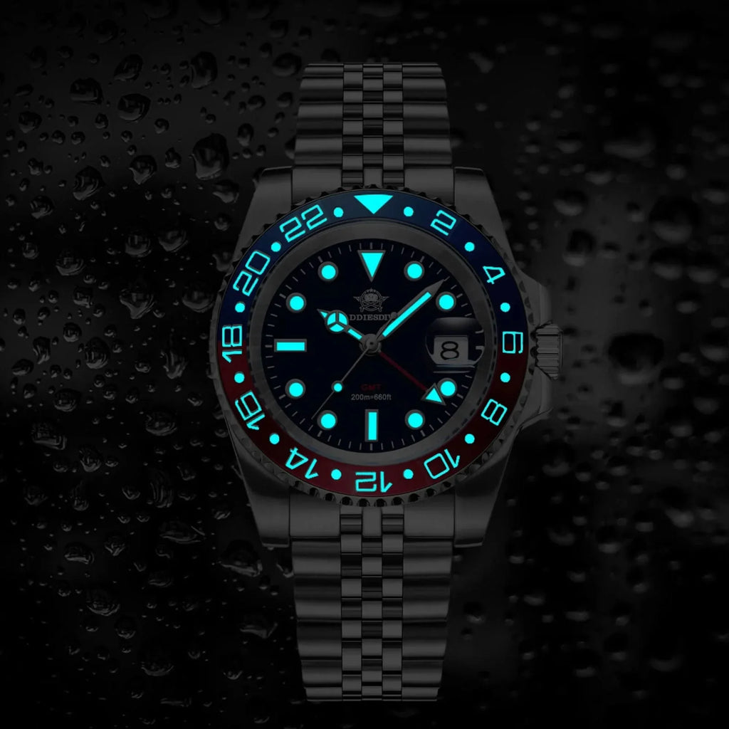 ADDIESDIVE Water Ghost Luxury Dive GMT Watch AD2050 with Swiss Movement - DREAM WATCHES