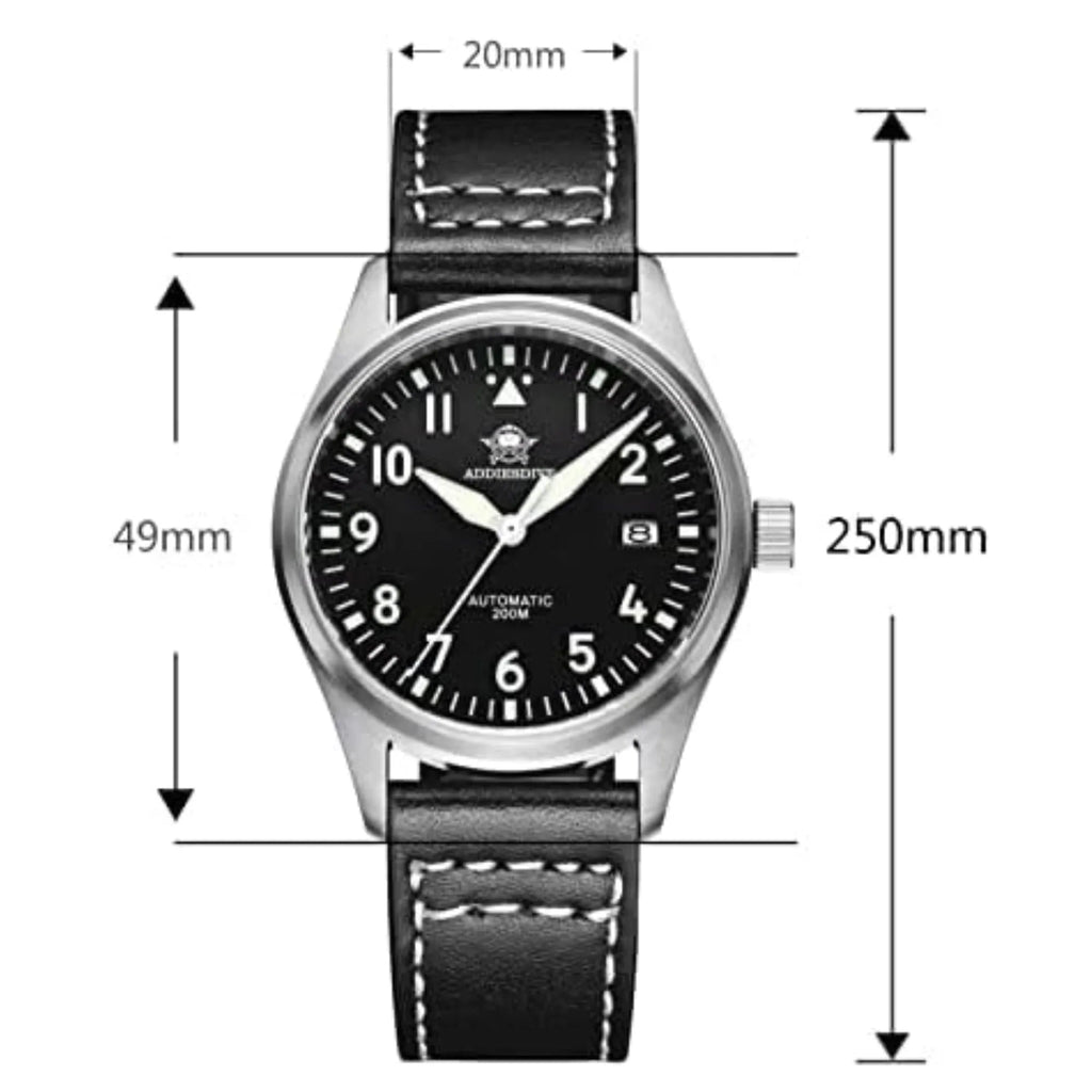 ADDIESDIVE®39mm Leather Men's Elegant Automatic Watch Diver 200M (MY-H2) - DREAM WATCHES