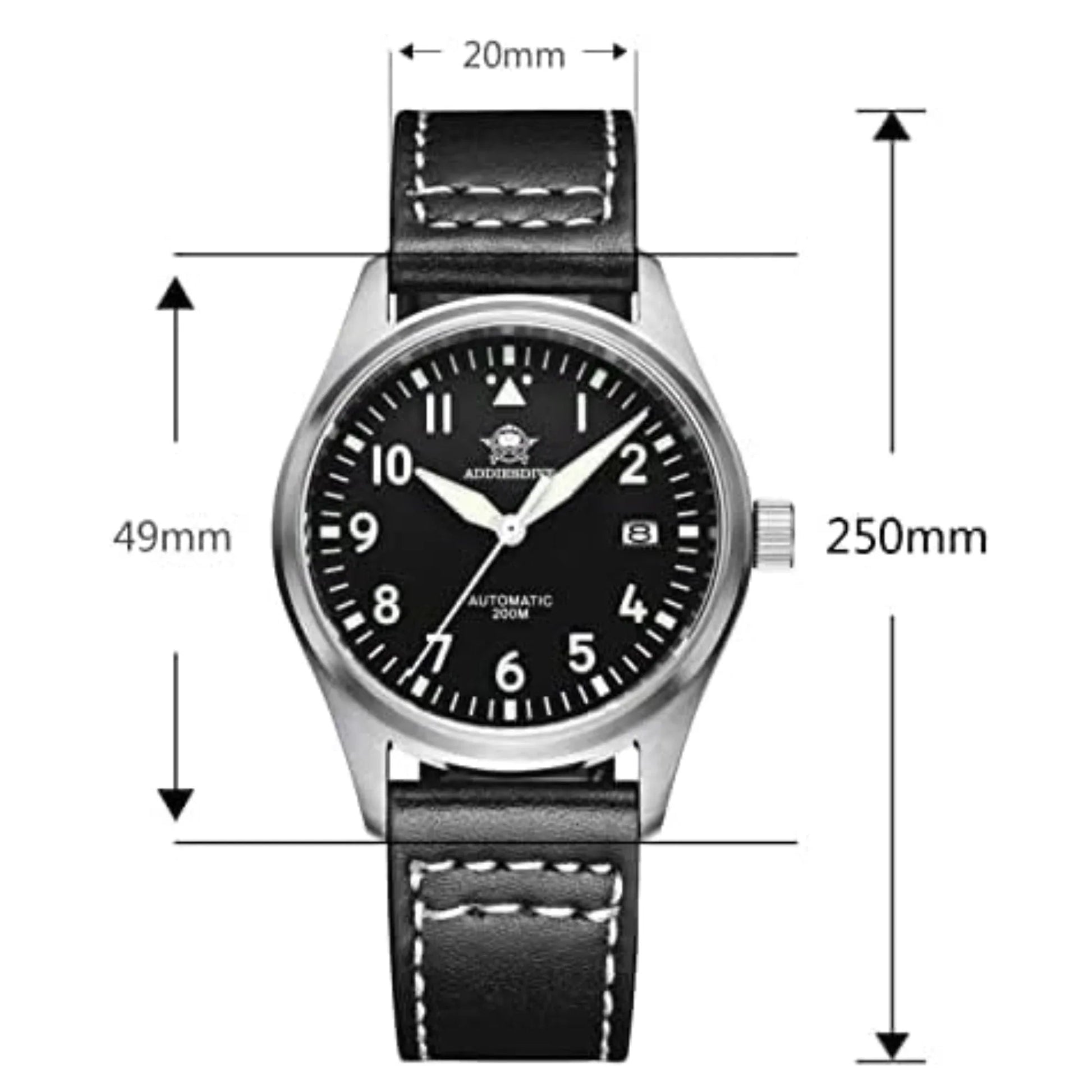 ADDIESDIVE®39mm Leather Men's Elegant Automatic Watch Diver 200M (MY-H2) - DREAM WATCHES