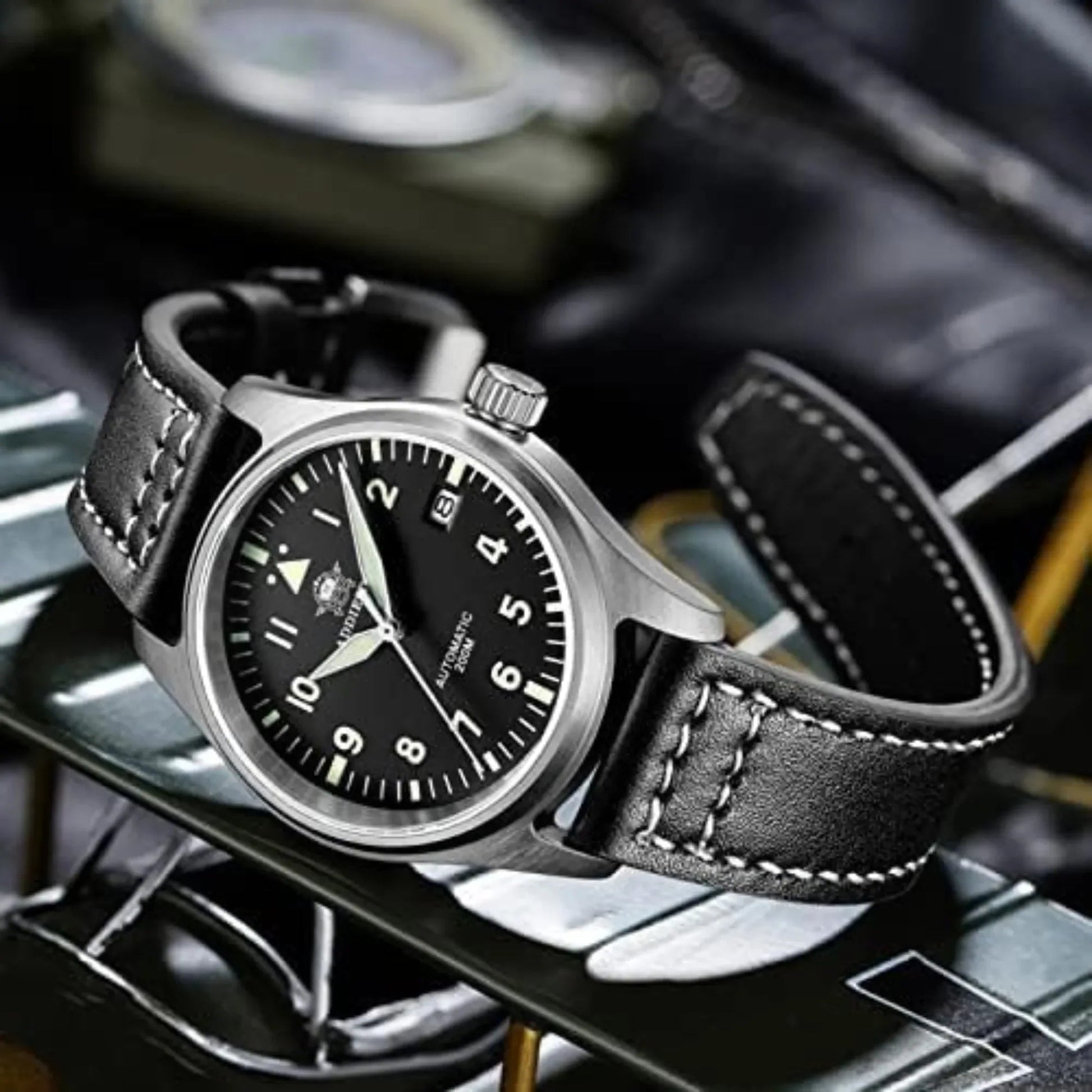 ADDIESDIVE®39mm Leather Men's Elegant Automatic Watch Diver 200M (MY-H2) - DREAM WATCHES